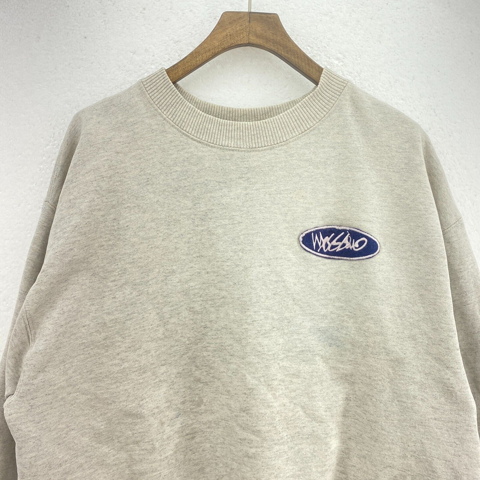 Mossimo 90s Embroidered Patch Gray Sweatshirt Size XL