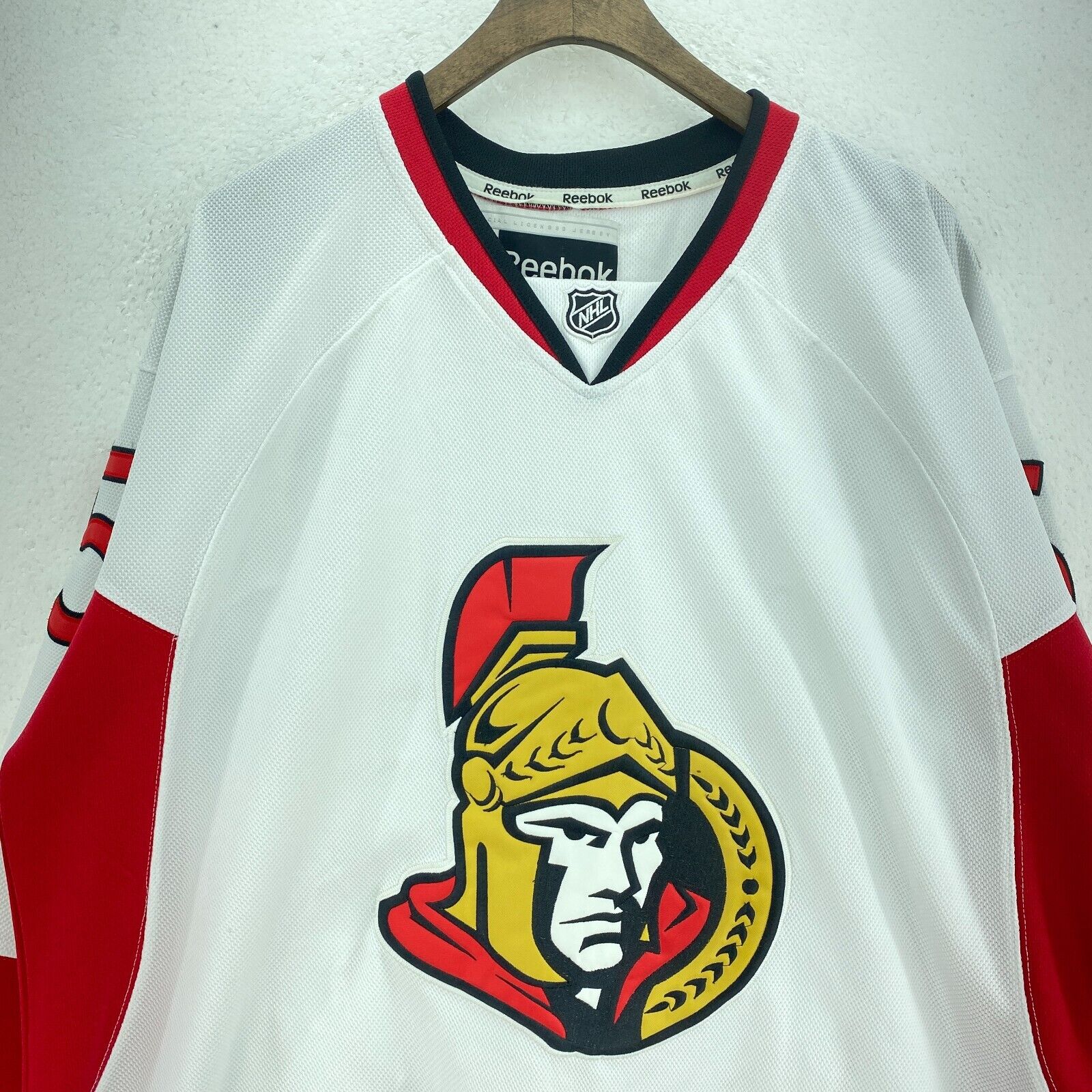 Reebok Ottawa Senators 65 Erik Karlsson NHL White Long Sleeve Jersey Size 56
