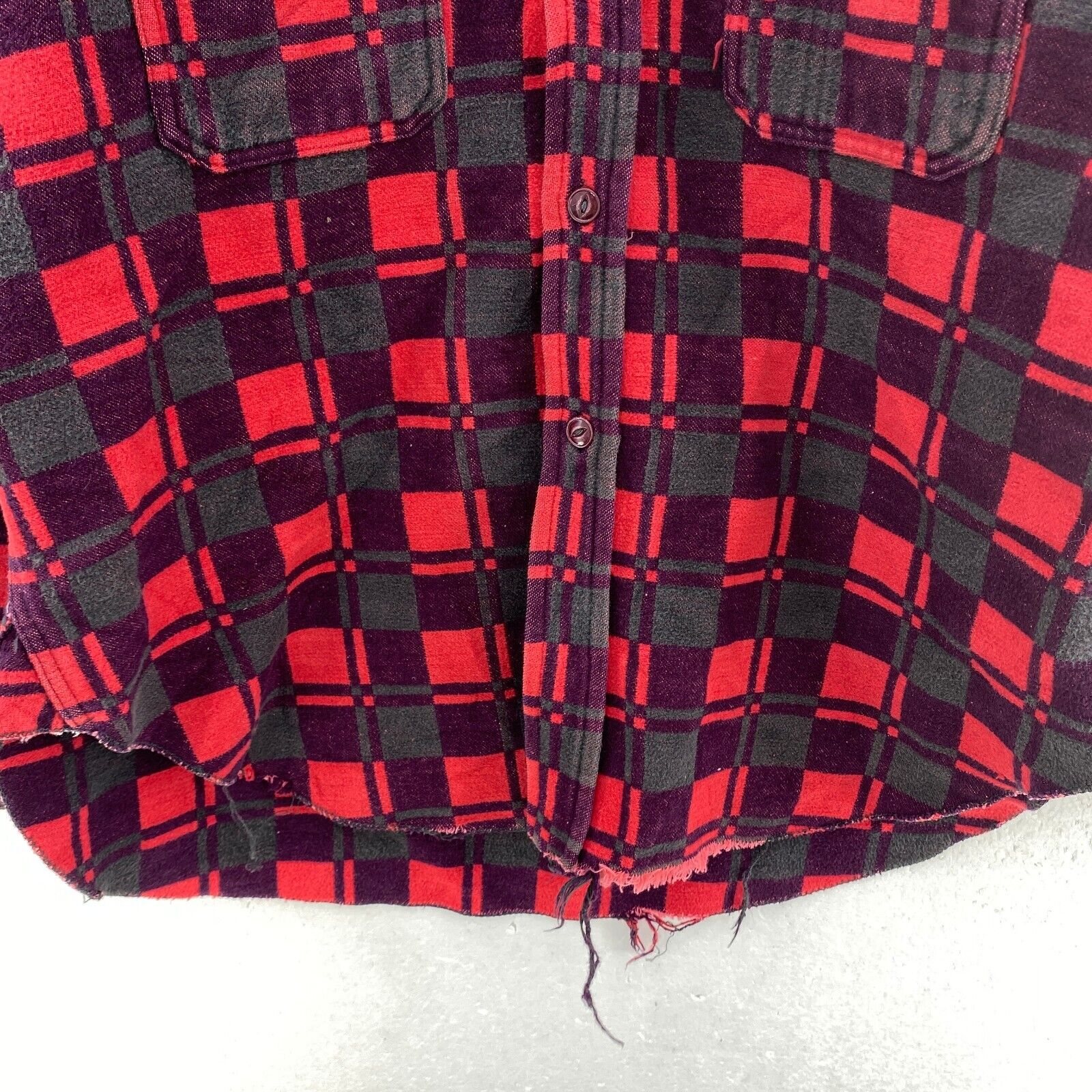 Vintage Champion Red Button Up Flannel Checked Shirt M
