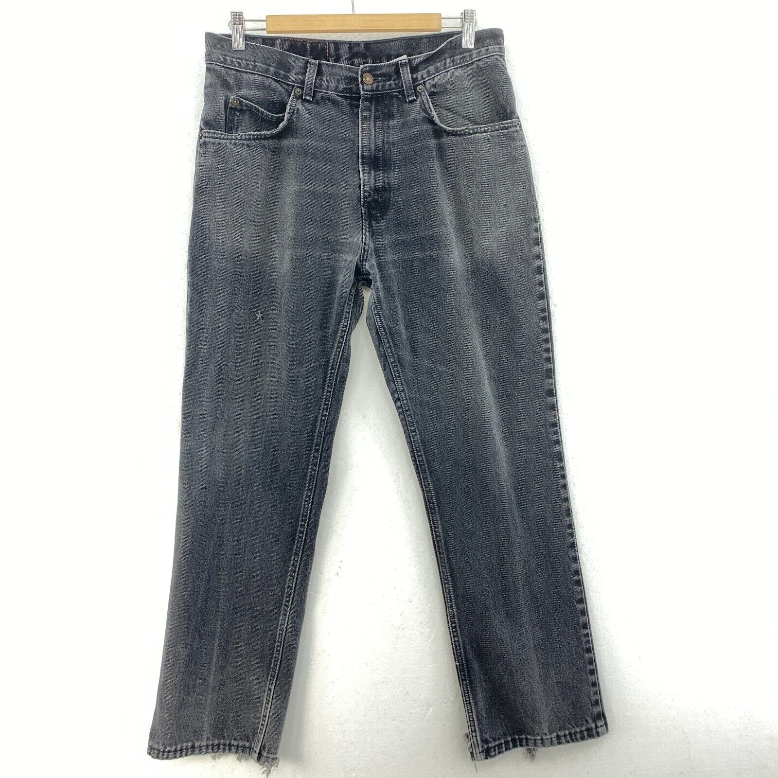 Levi's Orange Tab Medium Wash Black Denim Straight Jeans Size 32
