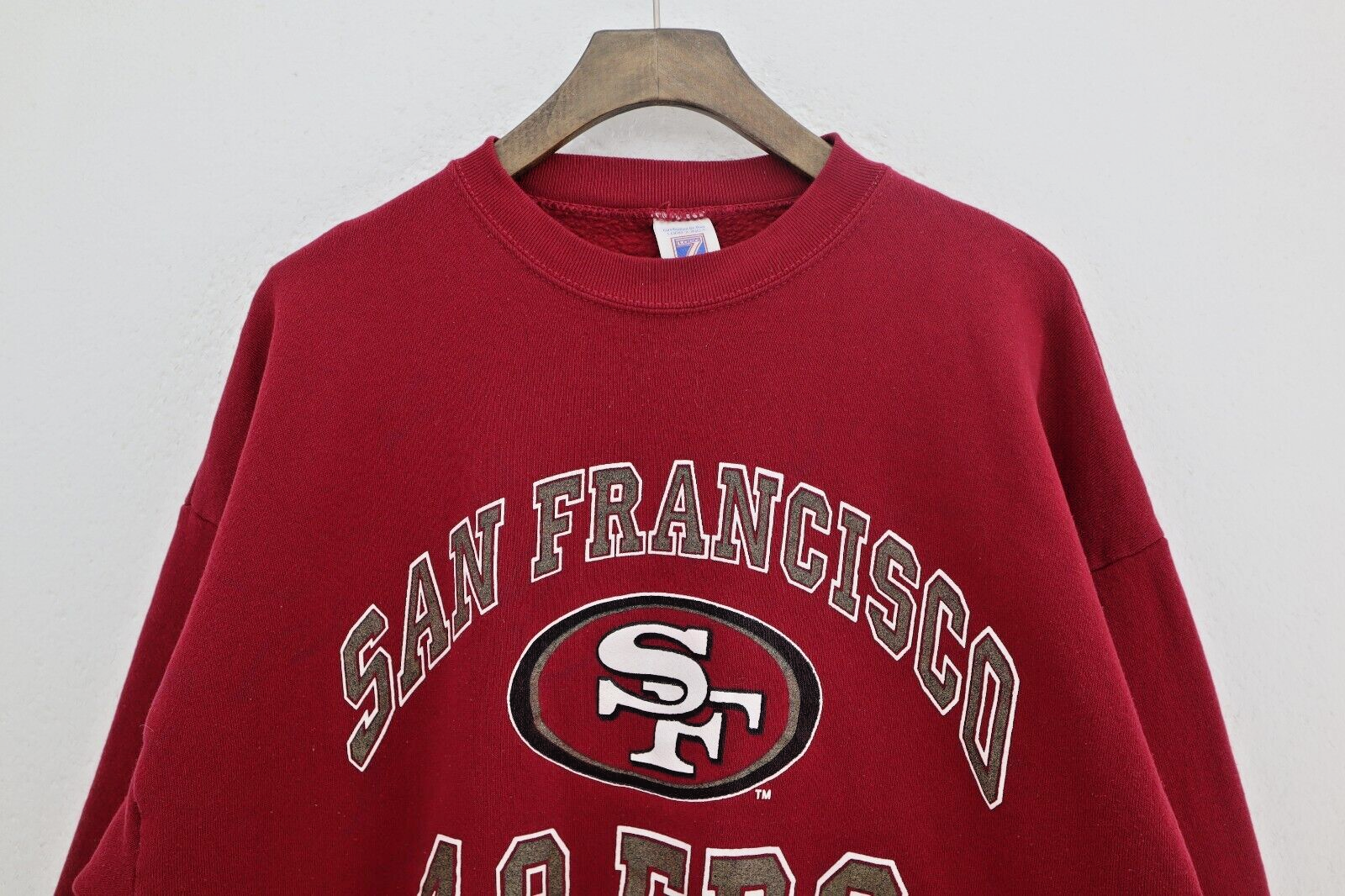 Vintage Logo 7 San Francisco 49ers 1996 NFL Burgundy Red Sweatshirt Size XL