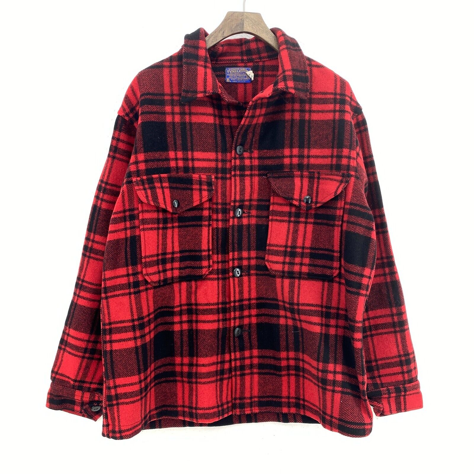 Pendleton Wool Checked Red Button Up Shirt Jacket Shacket Size M