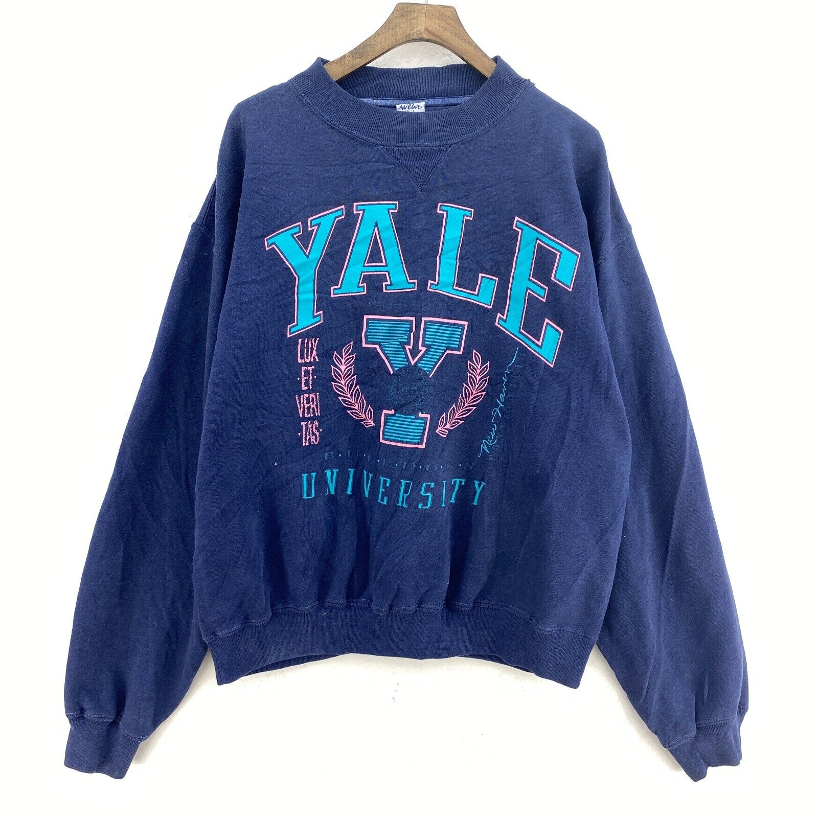 Yale University Logo Navy Blue Crew Neck Sweatshirt Size L