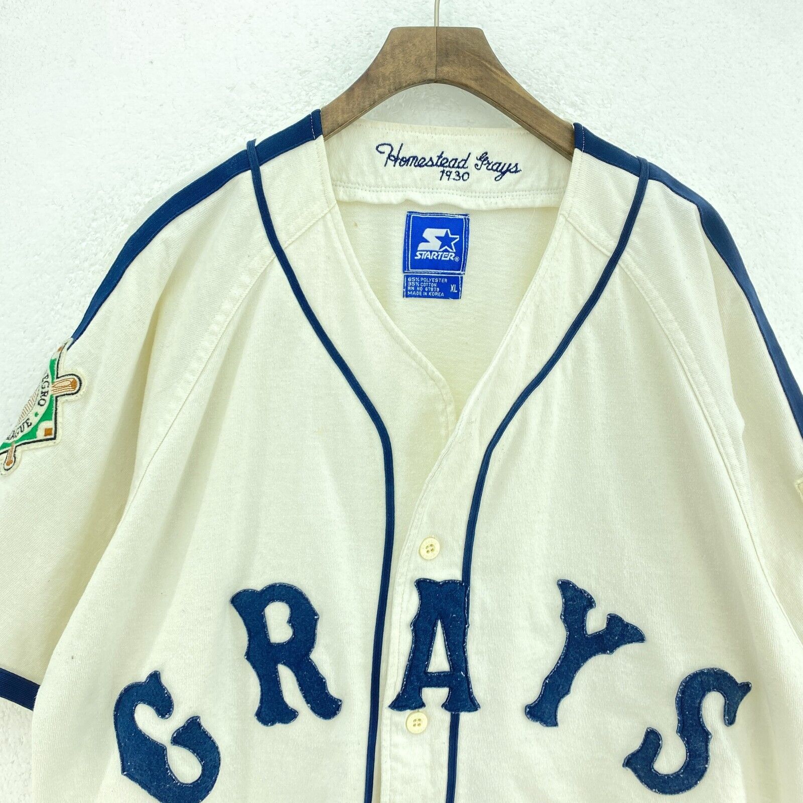 Vintage Starter Grays V-Neck Button Up White Jersey Size XL
