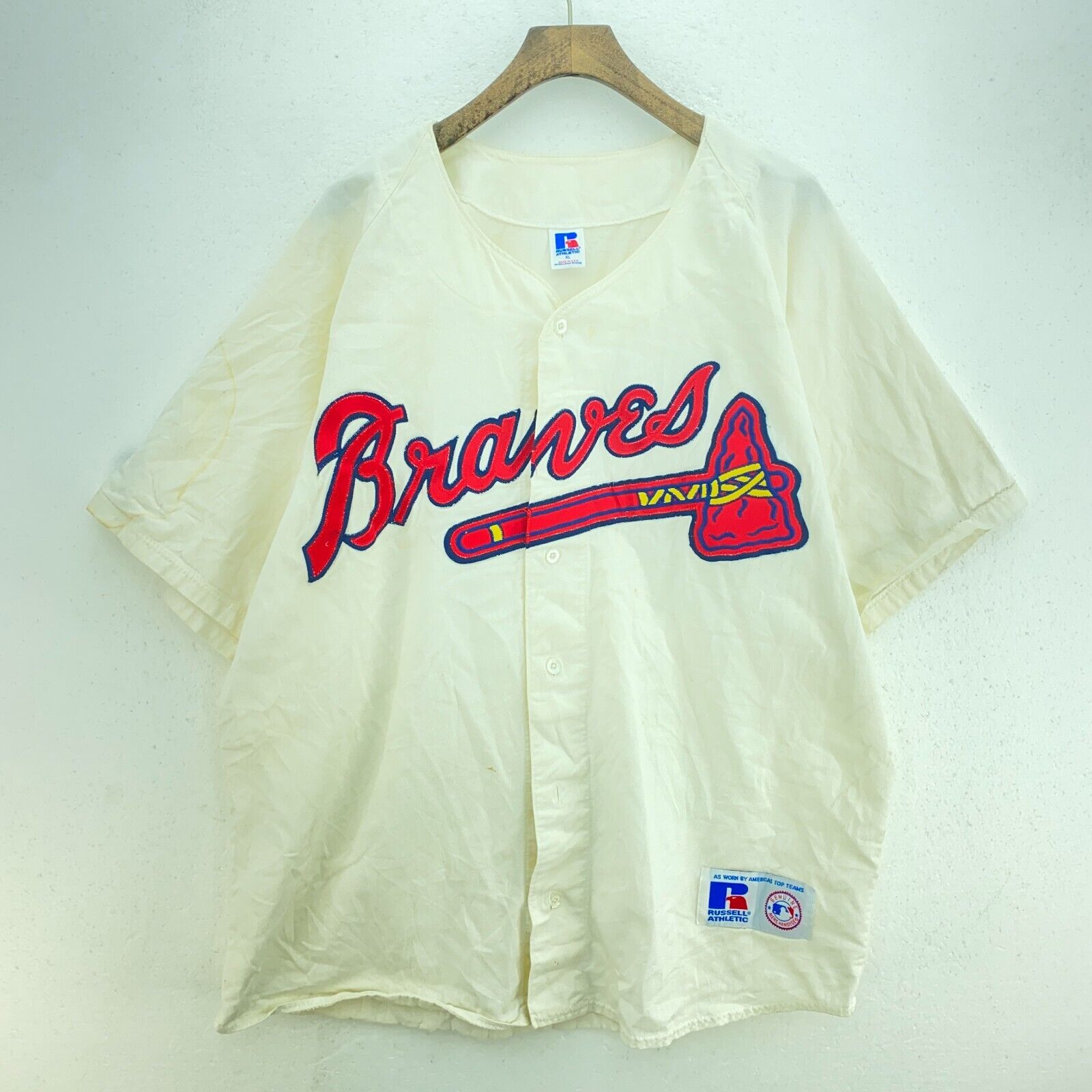 Russell Athletic Atlanta Braves Logo MLB White Jersey Size XL