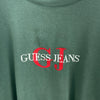 Guess Embroidered Logo Vintage Green Sweatshirt Size L