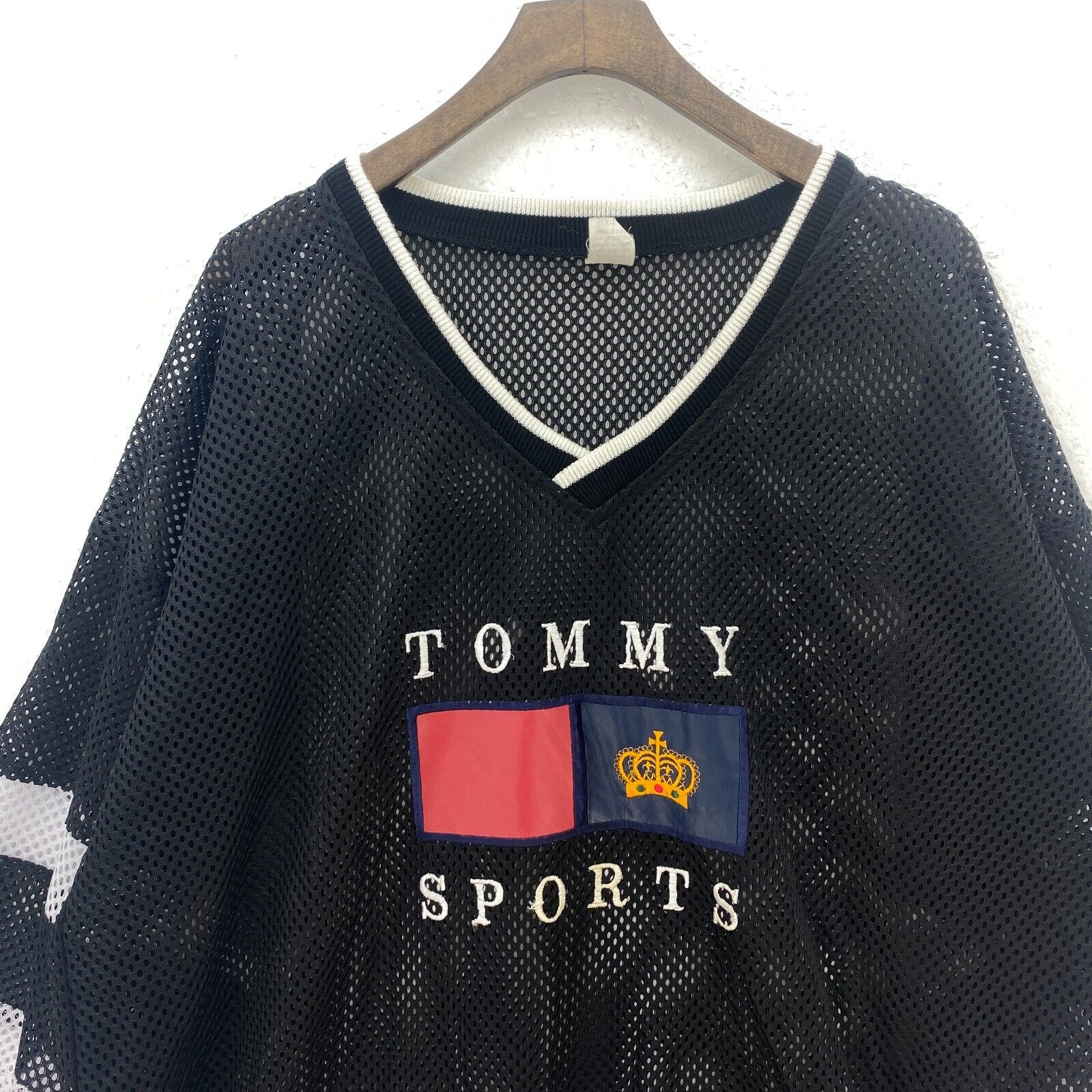 Tommy Hilfiger Sports Black Mesh V-Neck Jersey Size XXL