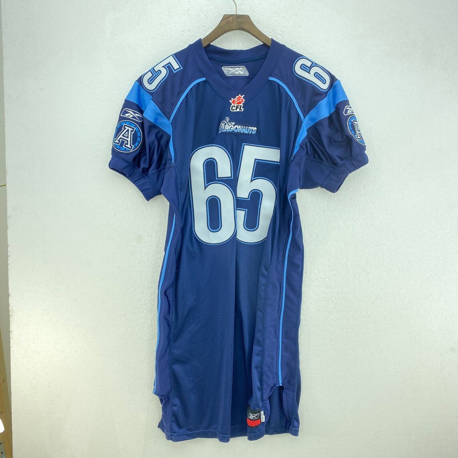 Toronto Argonauts CFL #65 Mills Blue Short Sleeve Jersey Size M