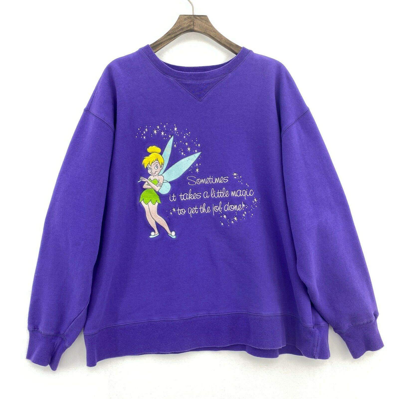 Disney Tinker Bell Sometimes It Takes A Little Magic Purple Sweatshirt Size L