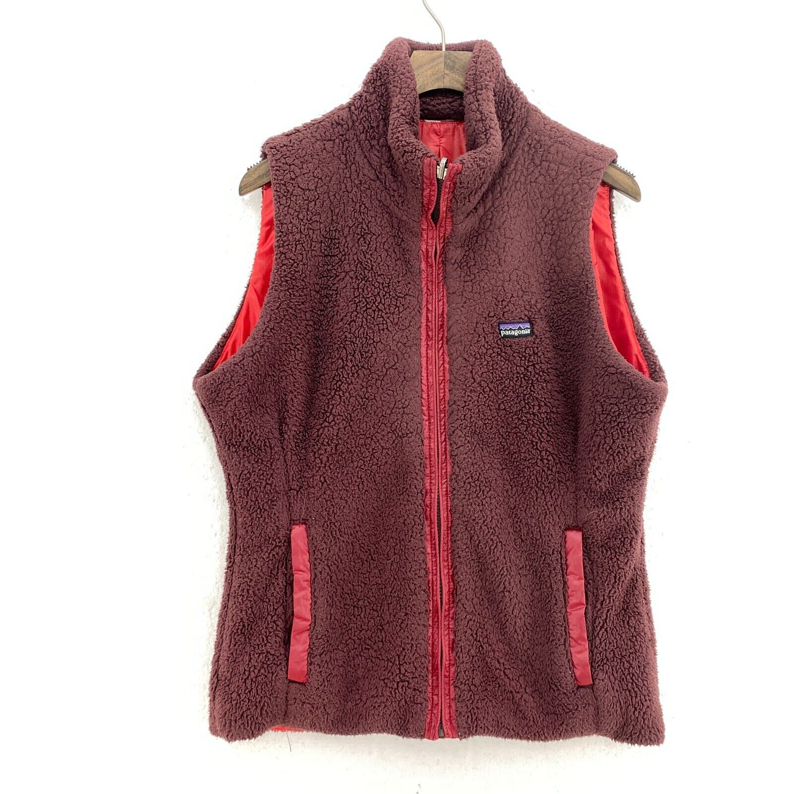 Vintage Patagonia Burgundy Red Full Zip Fleece Vest Jacket Size M