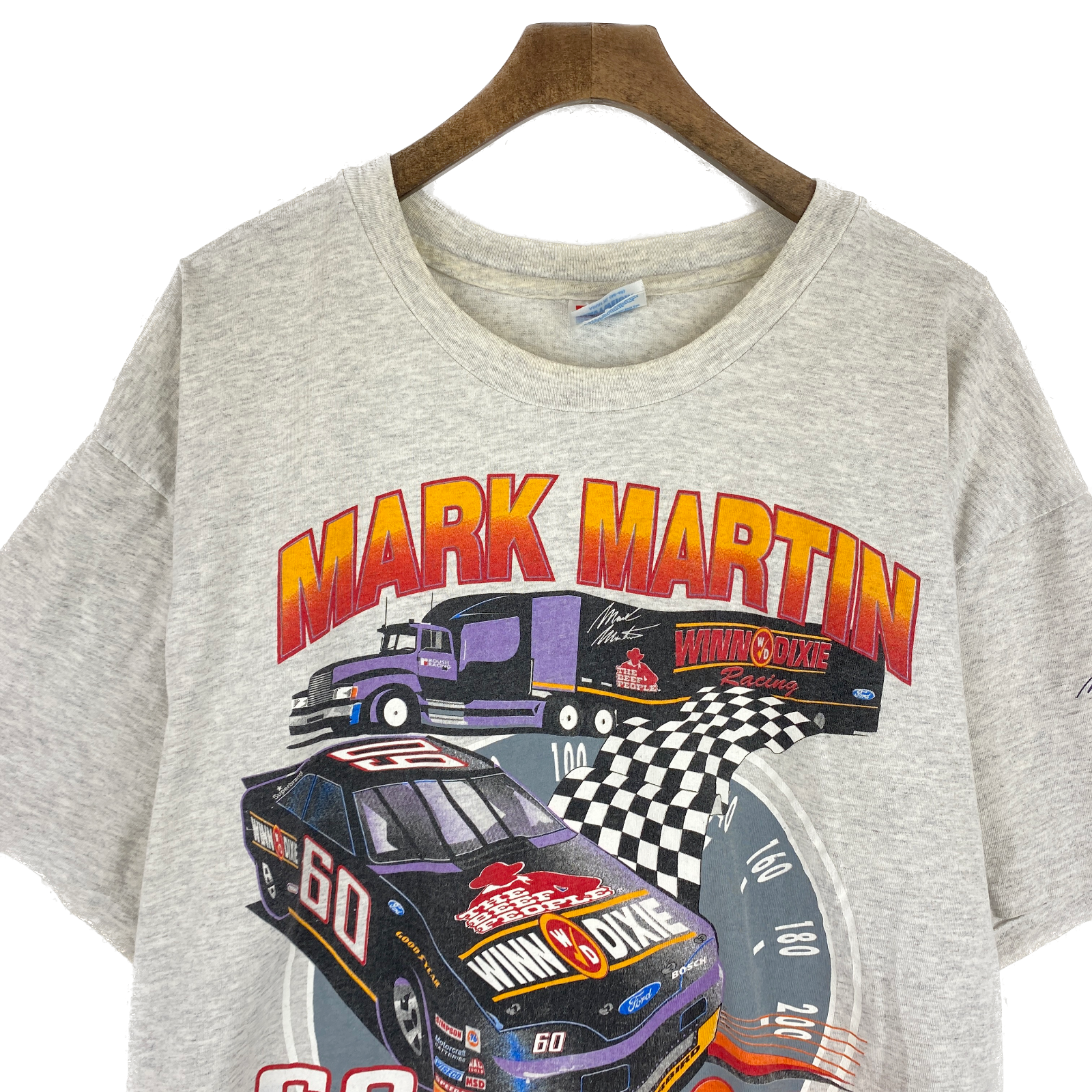 Vintage Mark Martin Winn Dixie Racing Gray T-shirt Size XL