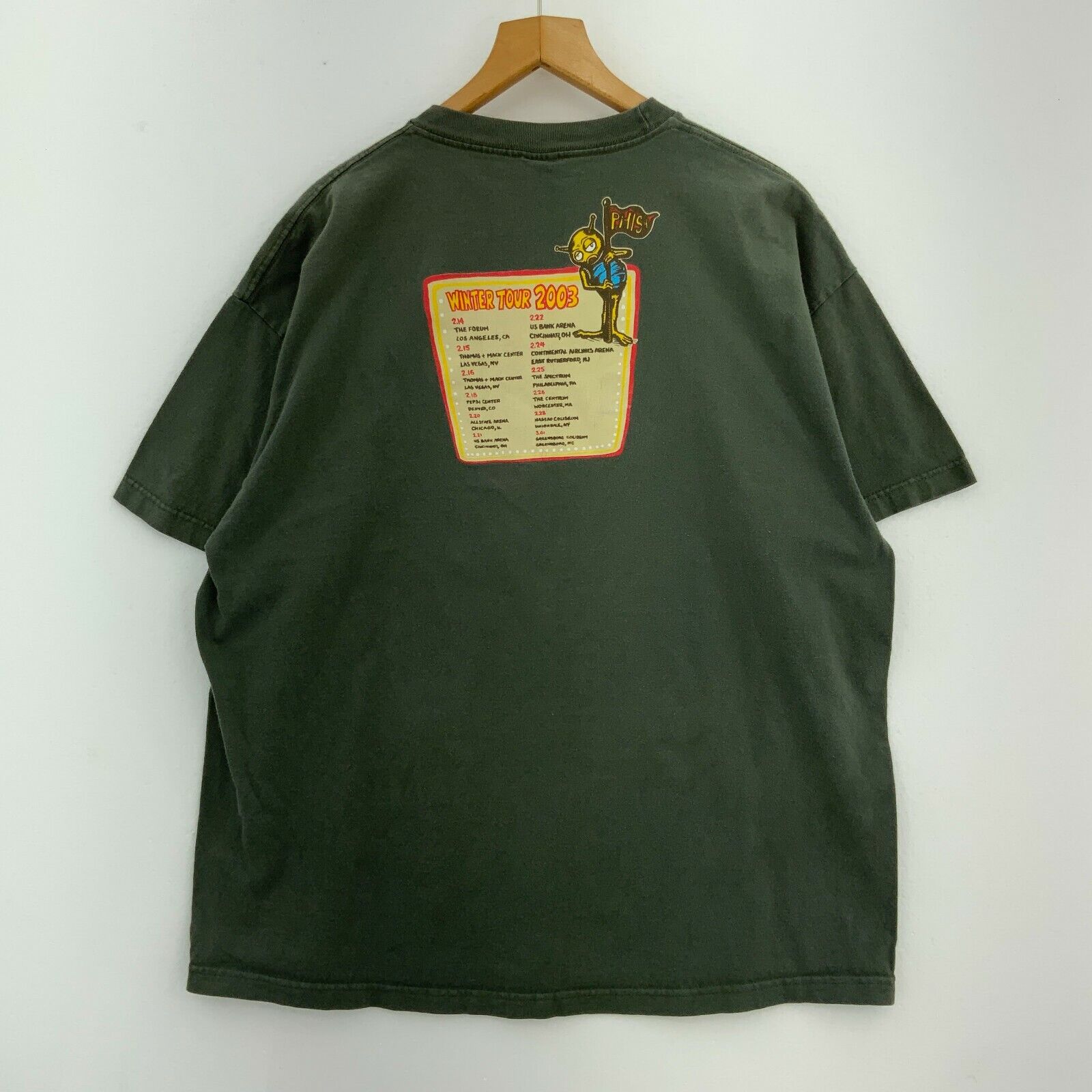 Phish Rock Band Winter Tour 2003 Green T-shirt Size XXL