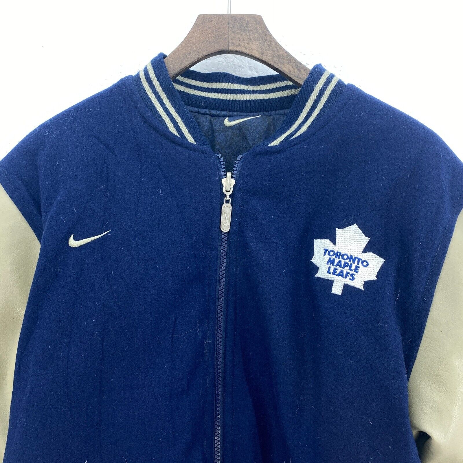 Nike Reversible Toronto Maple Leafs Full Zip Navy Blue NHL Logo Jacket Size XL