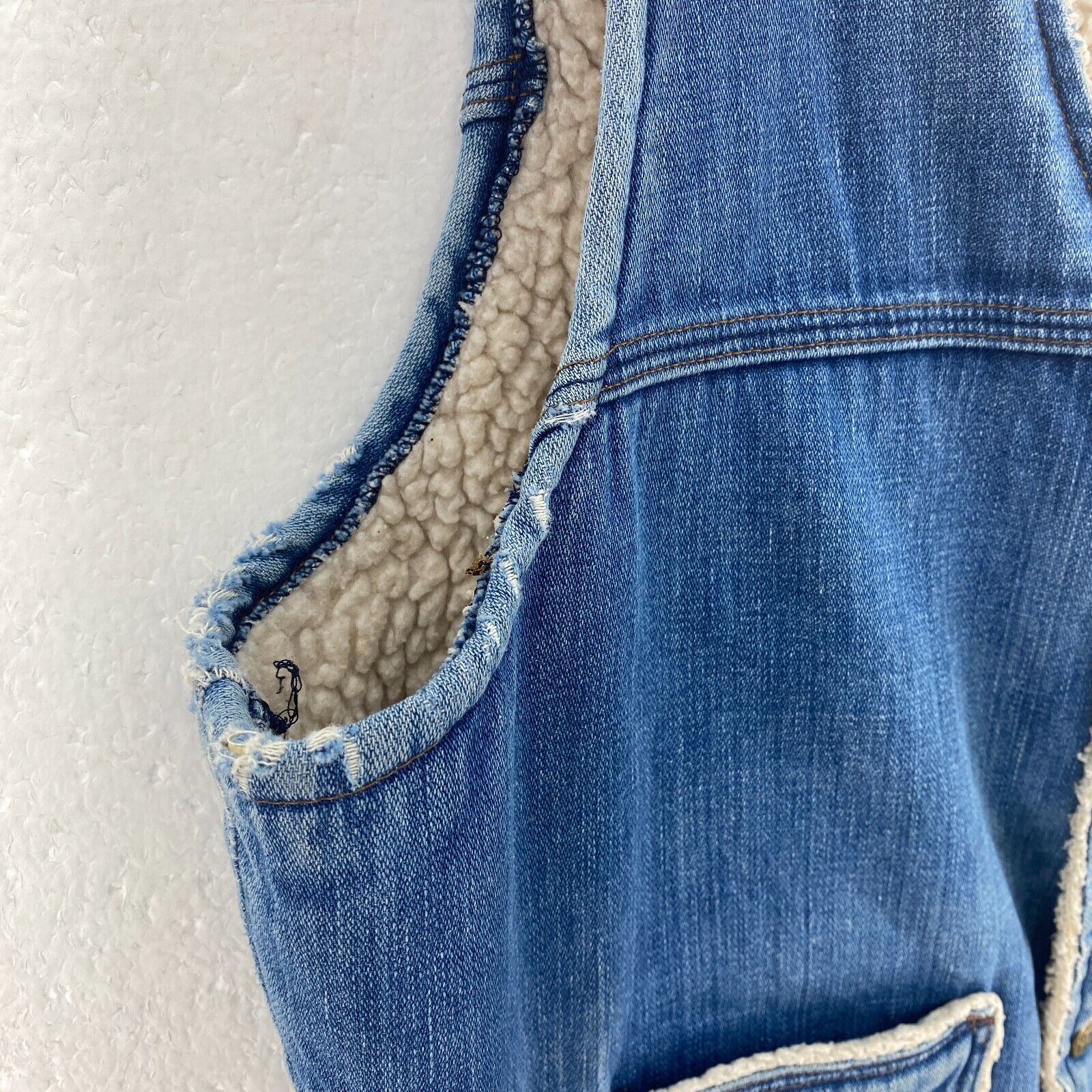 Vintage Fleece Lined Denim Vest Jacket Size L