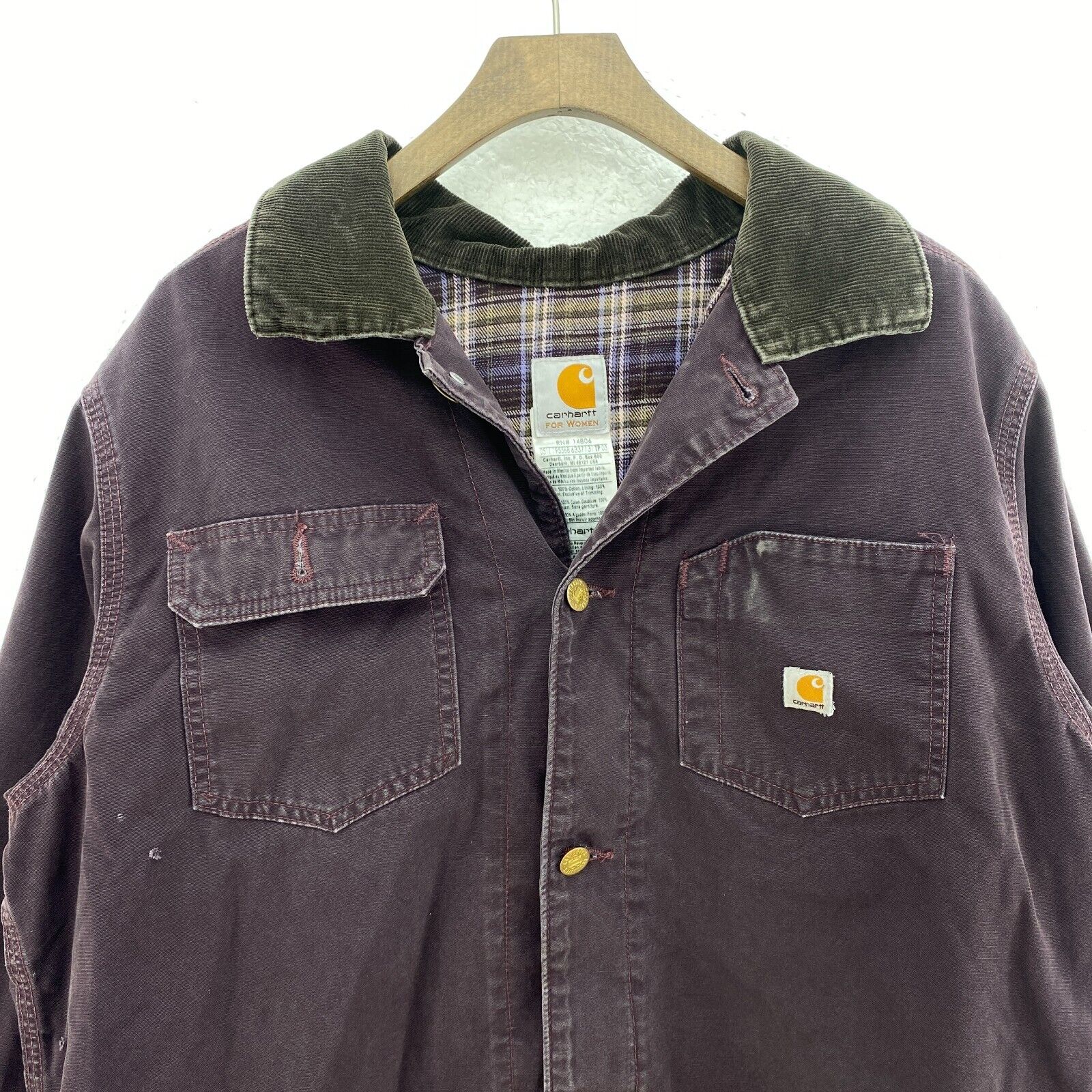 Carhartt Button Up Purple Workwear Jacket Size L Women's