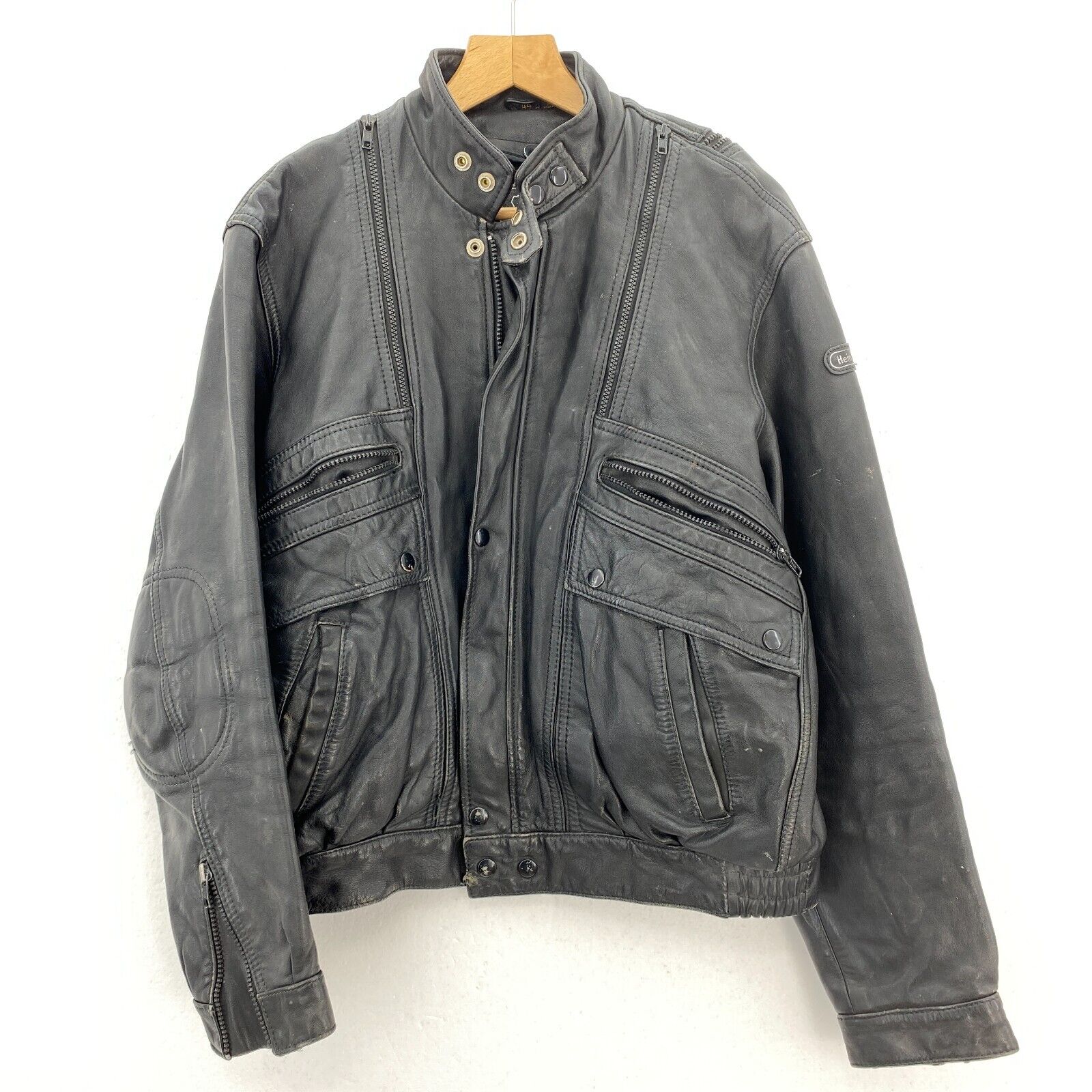 Hein Gericke Black Leather Jacket Size M Motorcycles Ryder Racing