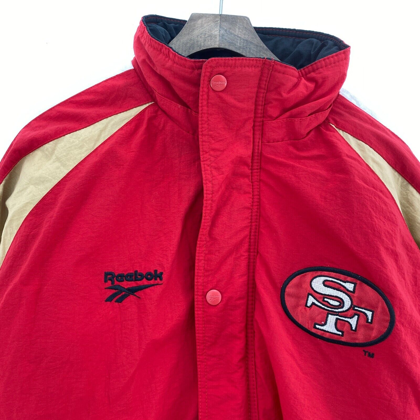 Reebok Pro Line San Francisco 49ers Red Insulated Full Zip Jacket Size L