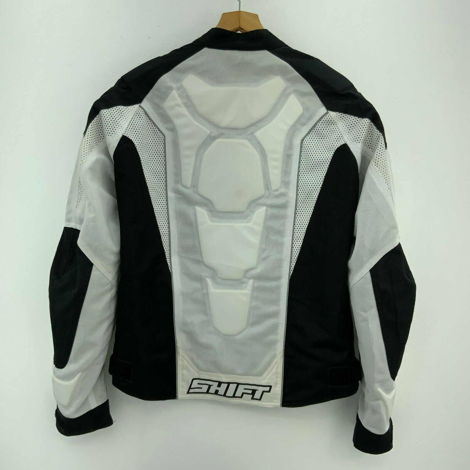 SHIFT Biker Jacket Black White Size M Missing Lining Armoured Elbow & Shoulder