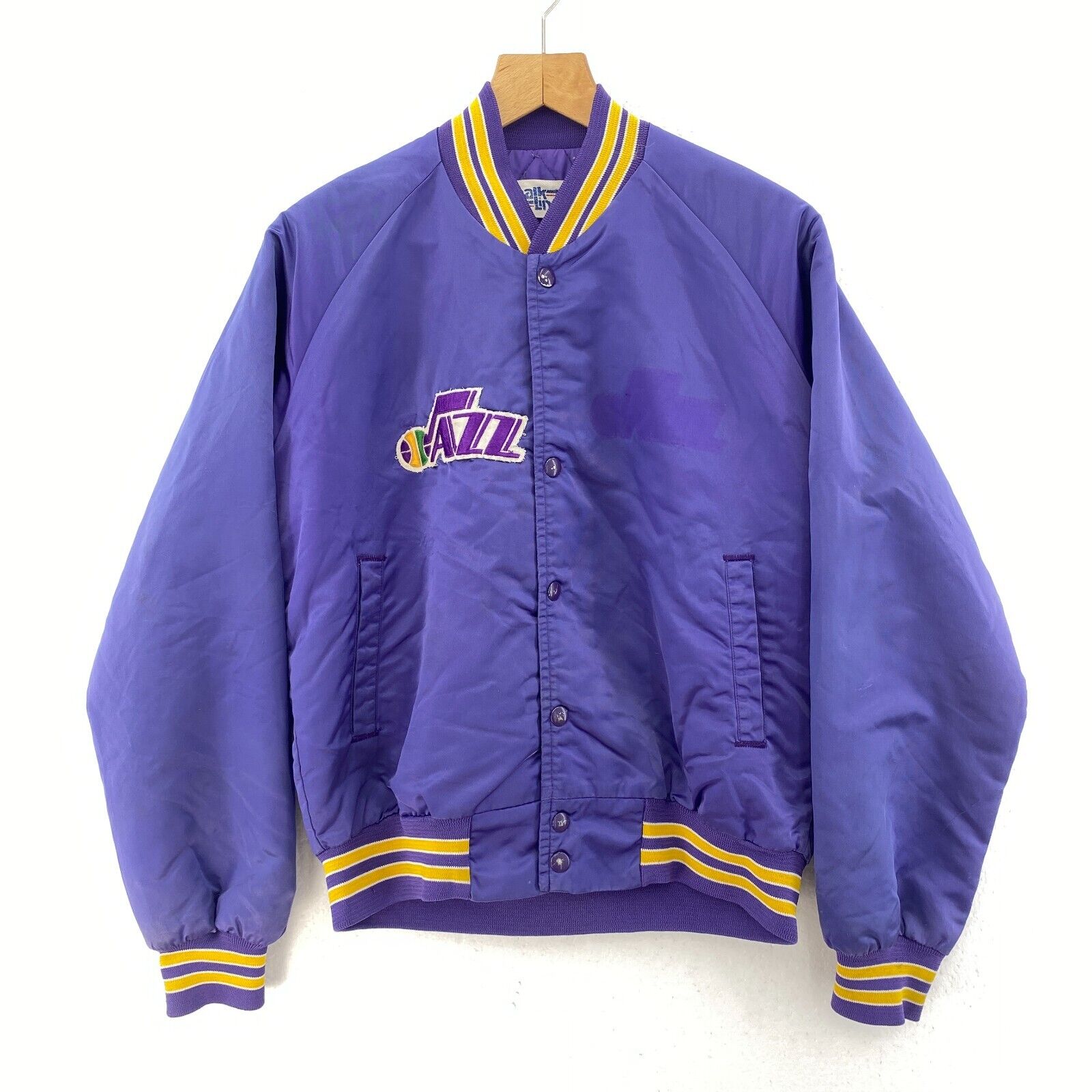Utah Jazz NBA Basketball Purple Satin Bomber Jacket Size M