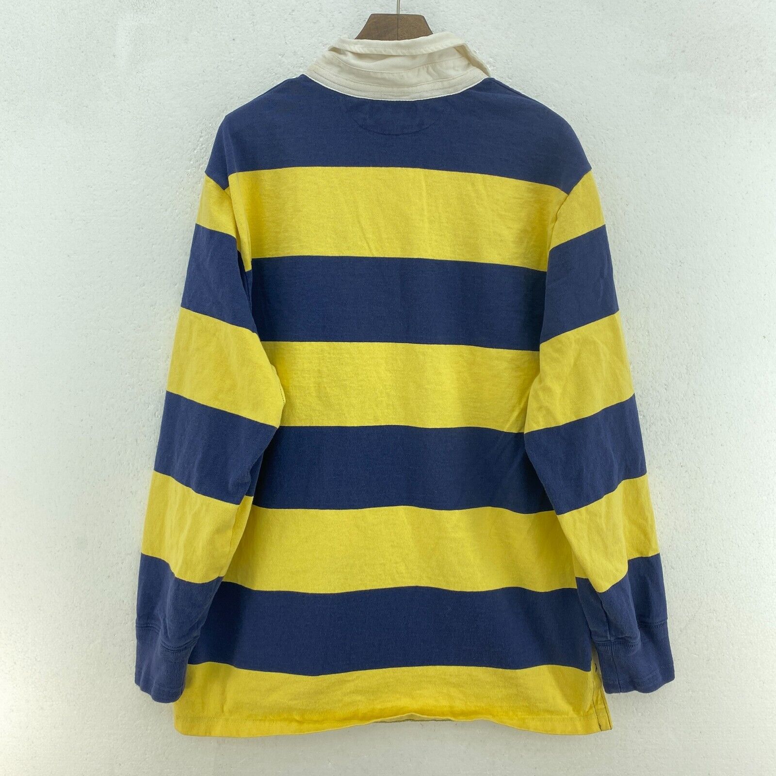 Vintage Polo Ralph Lauren Striped Yellow Navy Blue Polo T-shirt Size L
