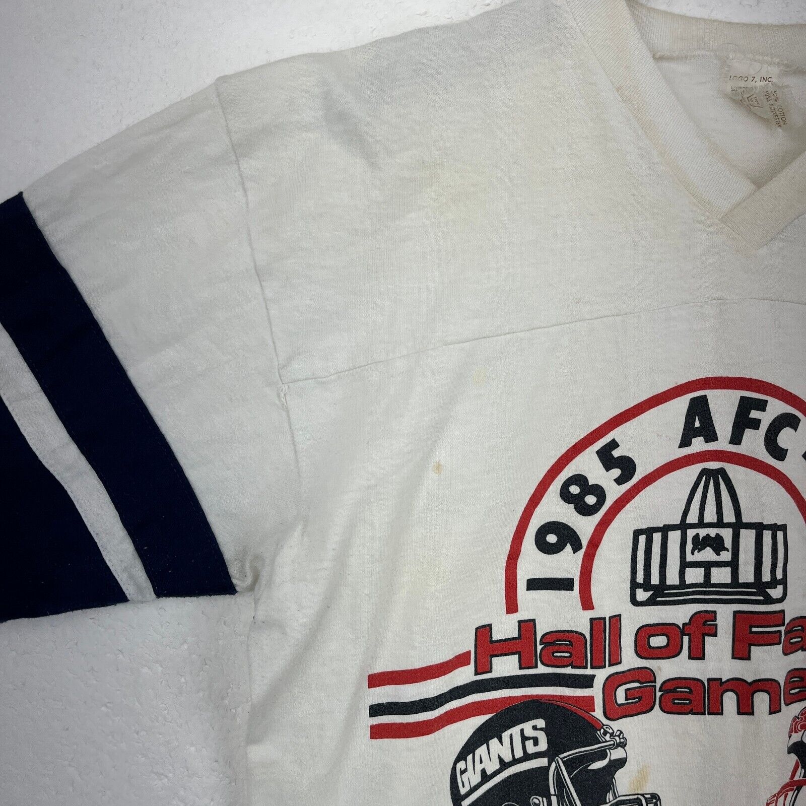 Vintage Hall Of Fame Giants NFL Oilers White T-shirt Size L
