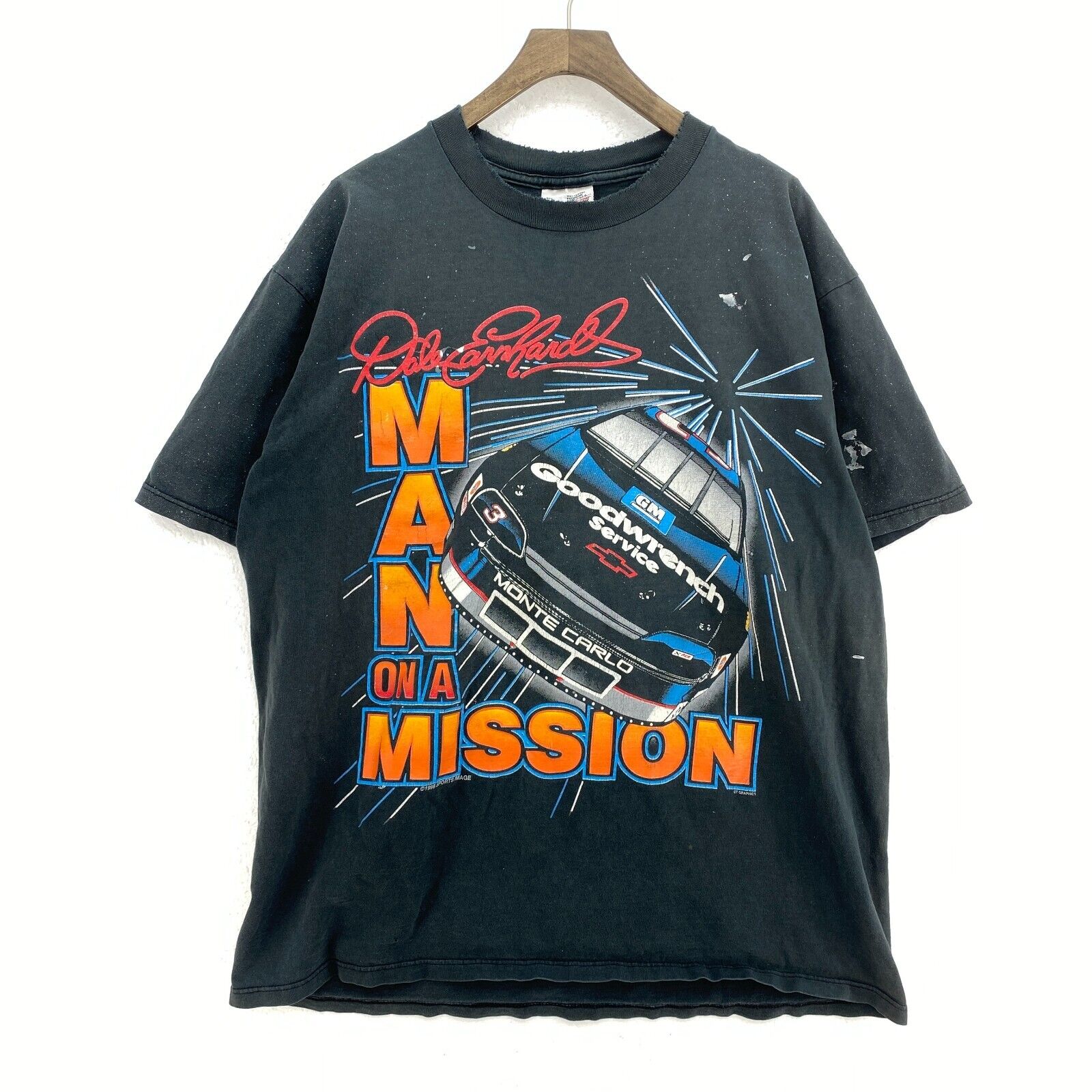 Vintage Chase Dale Earnhardt Man On Mission Black T-shirt Racing Size XL