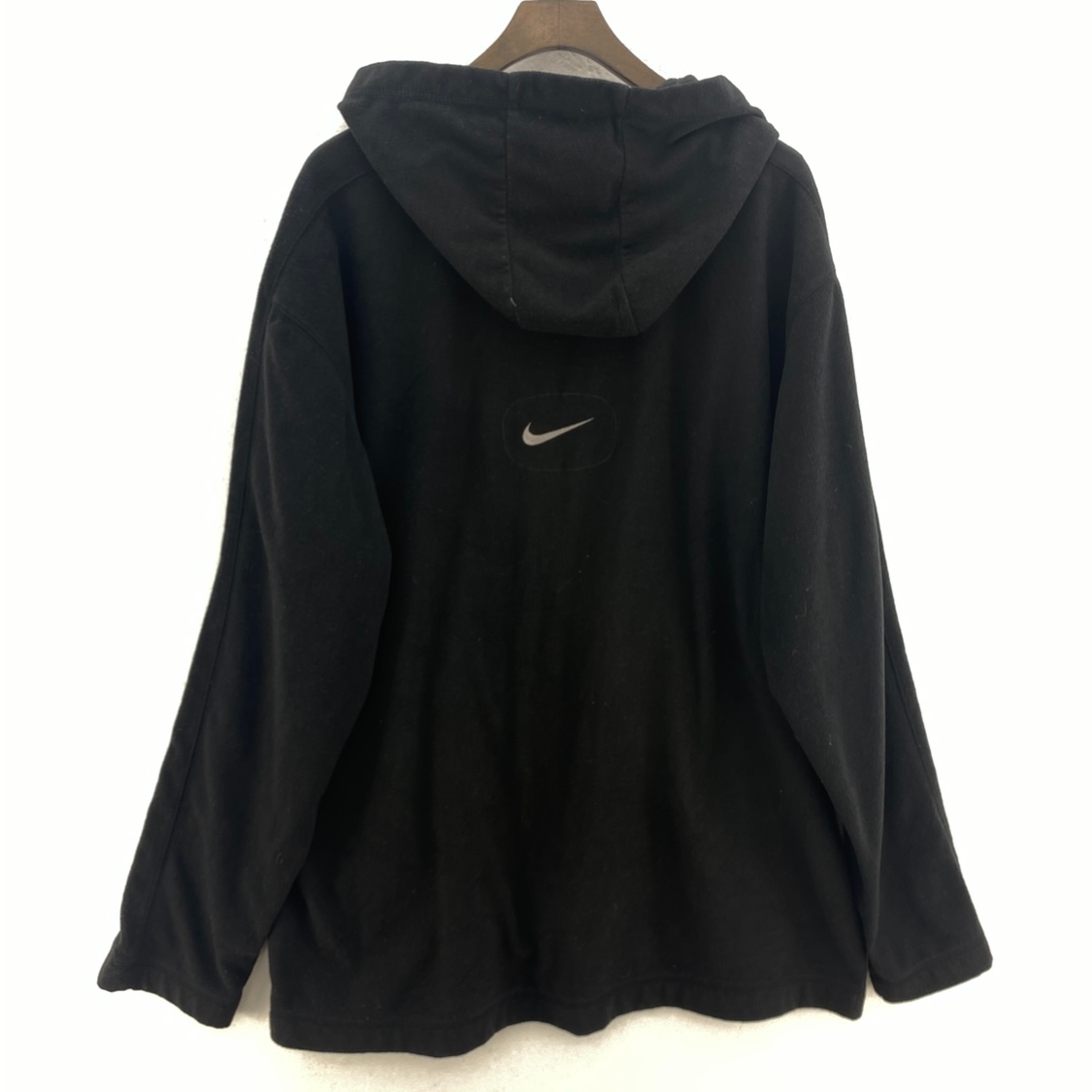 Nike Swoosh Check Embroidered Black Fleece Hoodie Size L