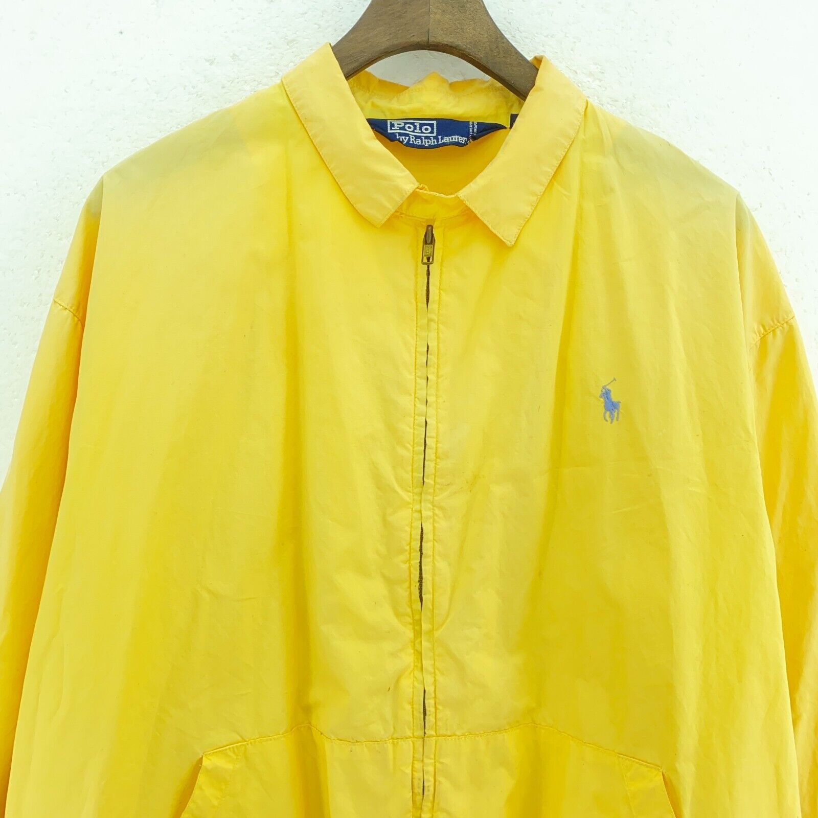 Polo By Ralph Lauren Logo Embroidered Yellow Light Jacket Size M Full Zip Up