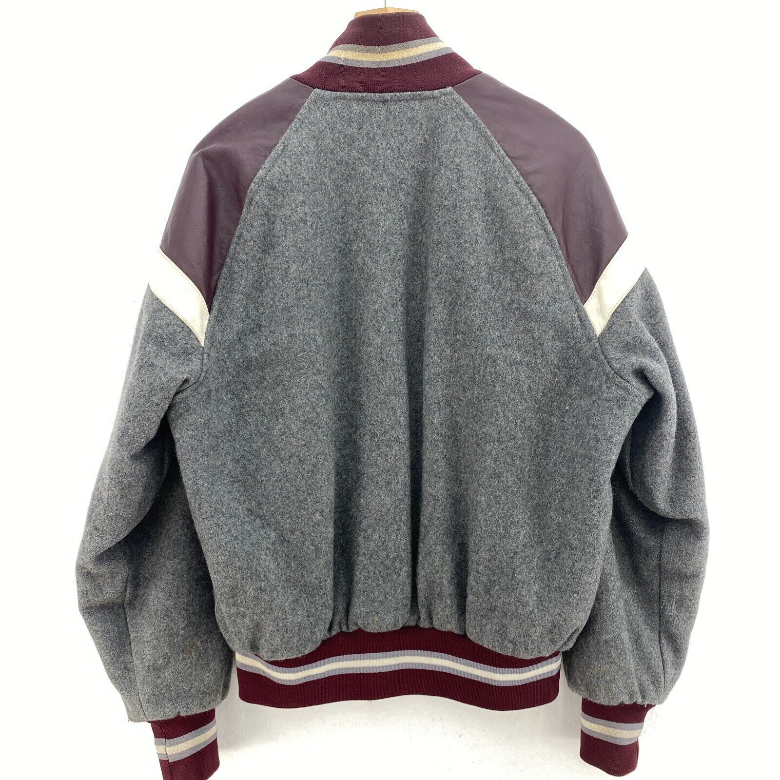 Moldmakers Of Canada Gray Wool Varsity Snap Jacket Size 42