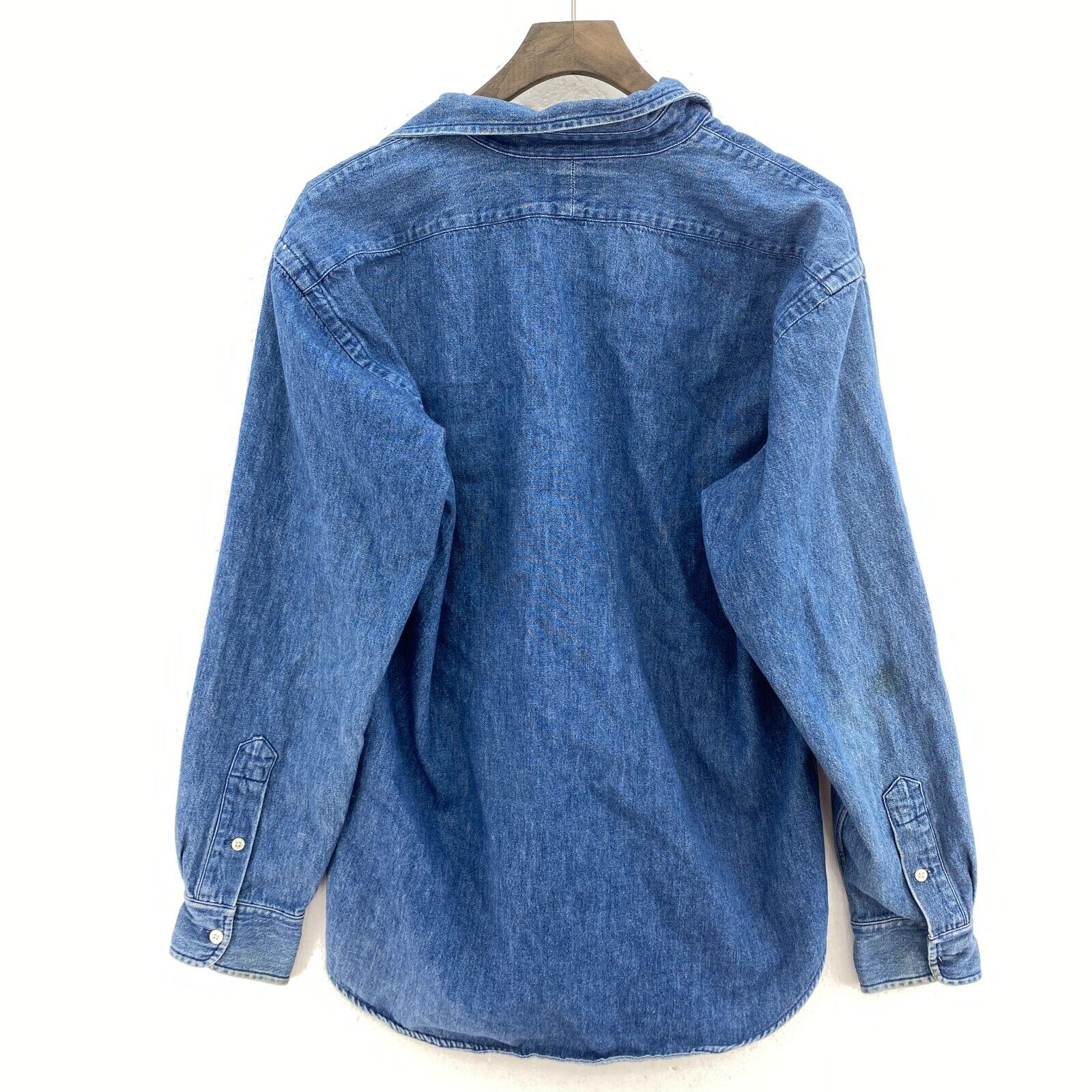 Ralph Lauren Button Up Single Embroidered Pocket Denim Blue Shirt Size 8 Women's