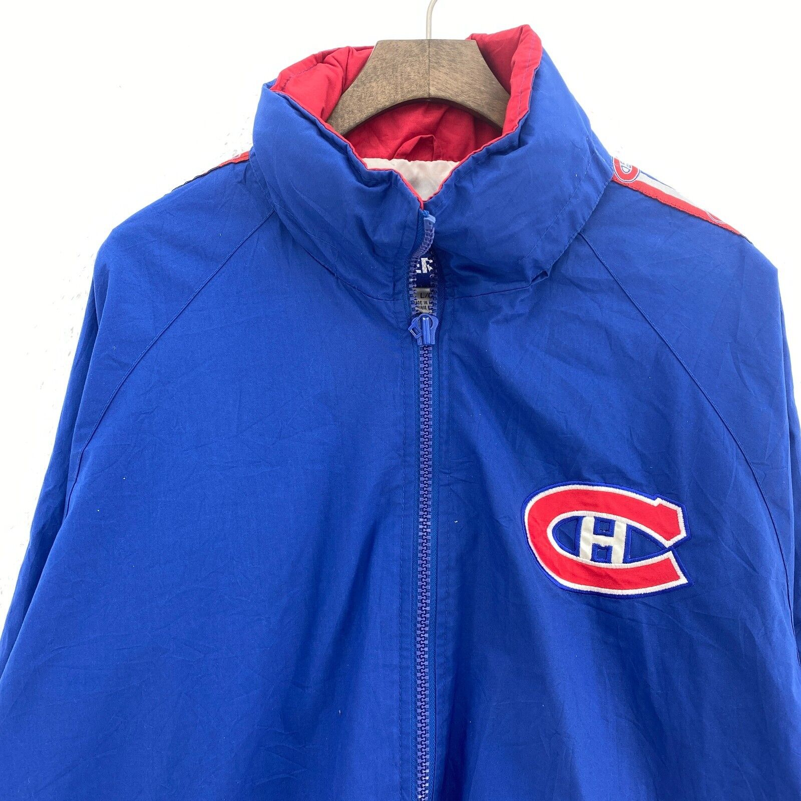 Vintage Pro Player Montreal Canadiens NHL Blue Full Zip Jacket Size L