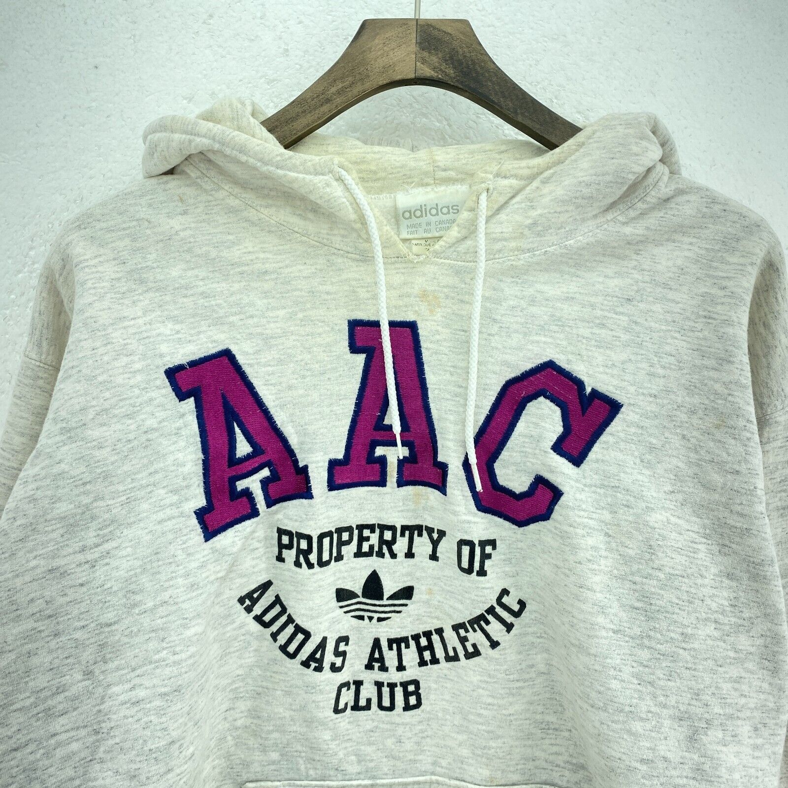 Vintage Adidas Athletic Club Hoodie Size M Heathered Gray