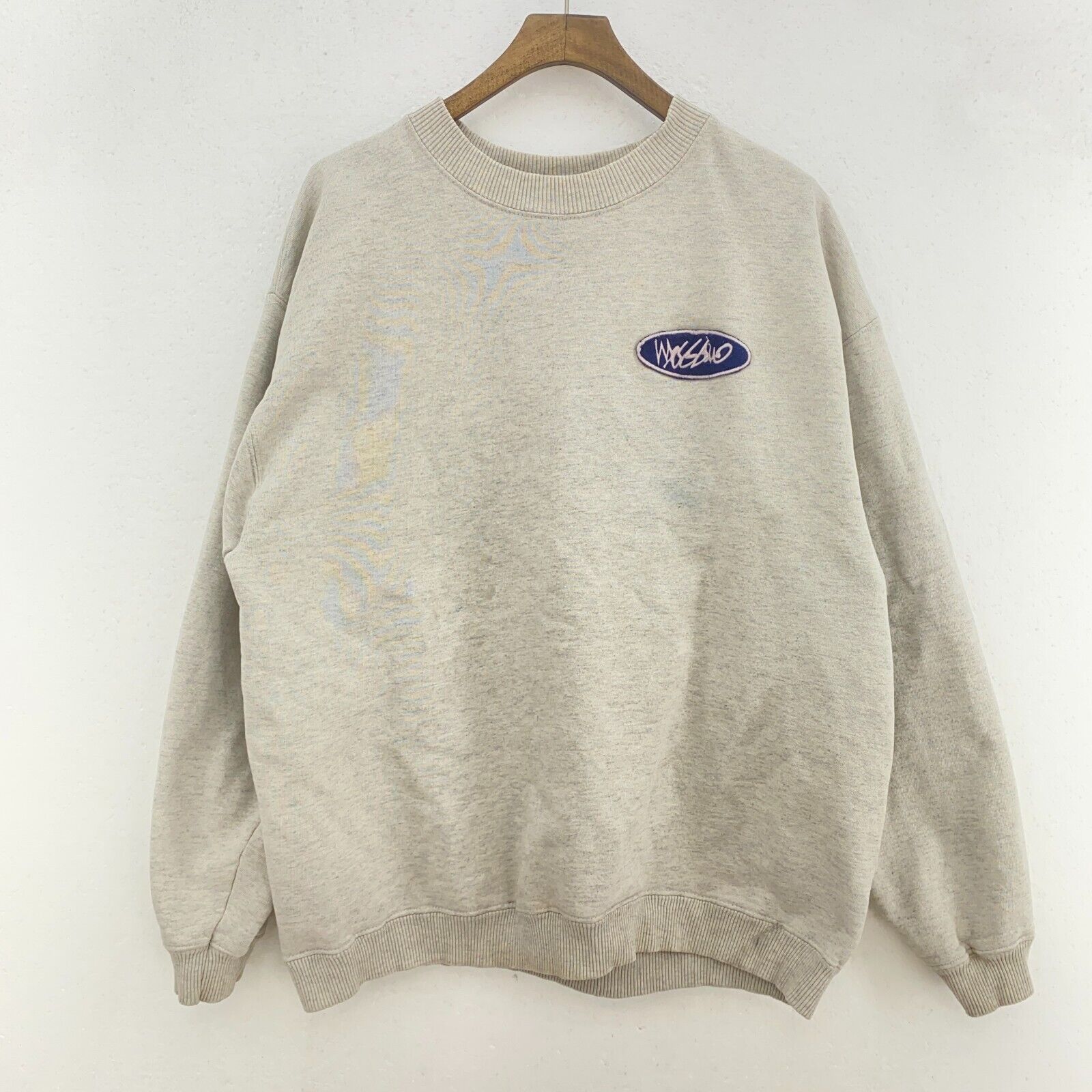 Mossimo 90s Embroidered Patch Gray Sweatshirt Size XL