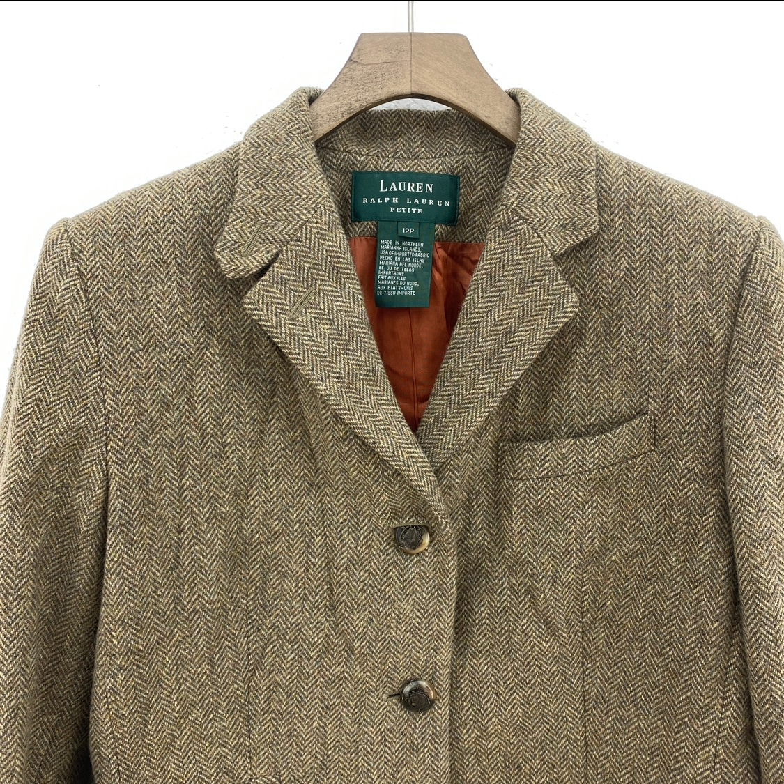 Vintage Ralph Lauren Coat Blazer Size 12 Green Women's