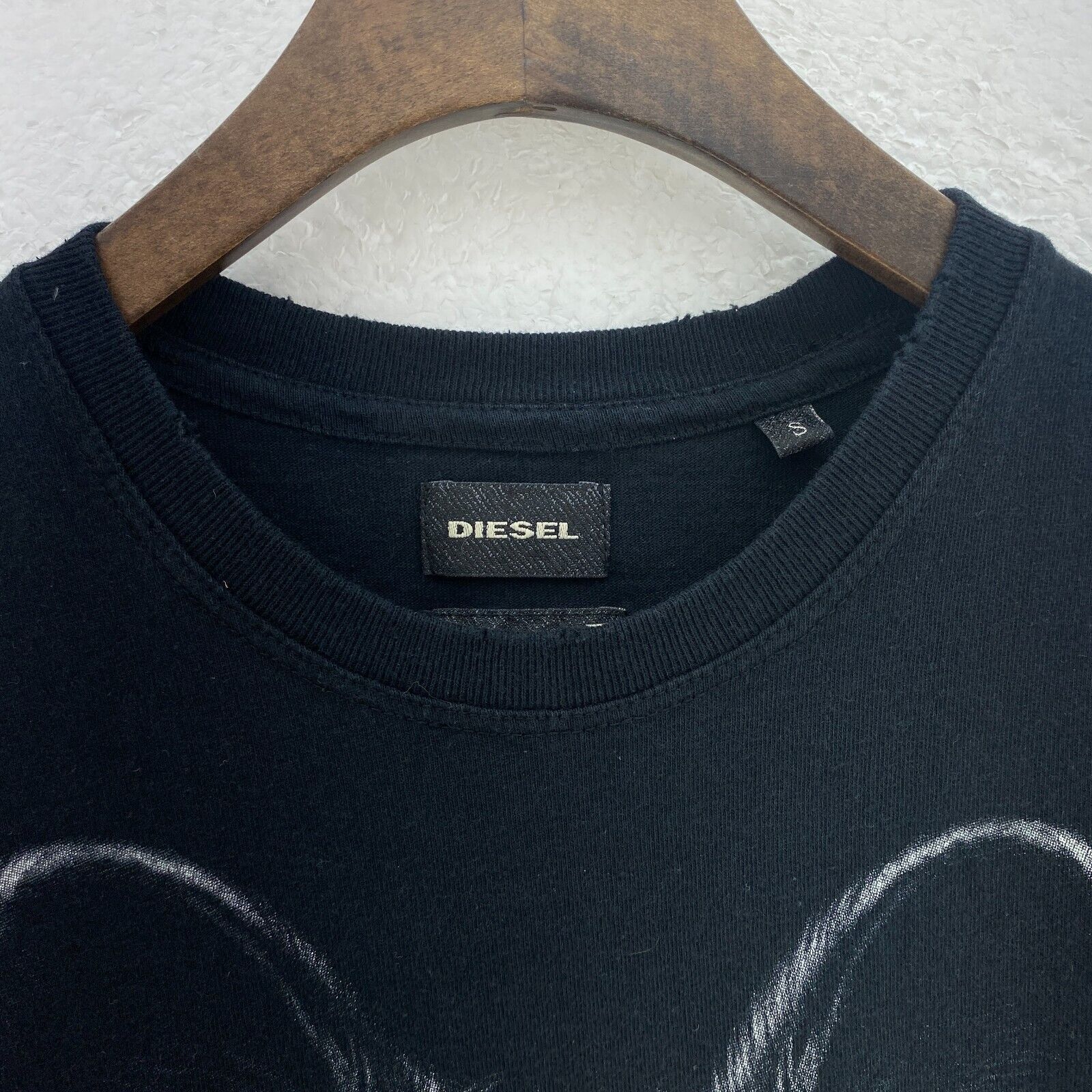 Diesel Wolf Animal Wildlife Print Black T-shirt Size S