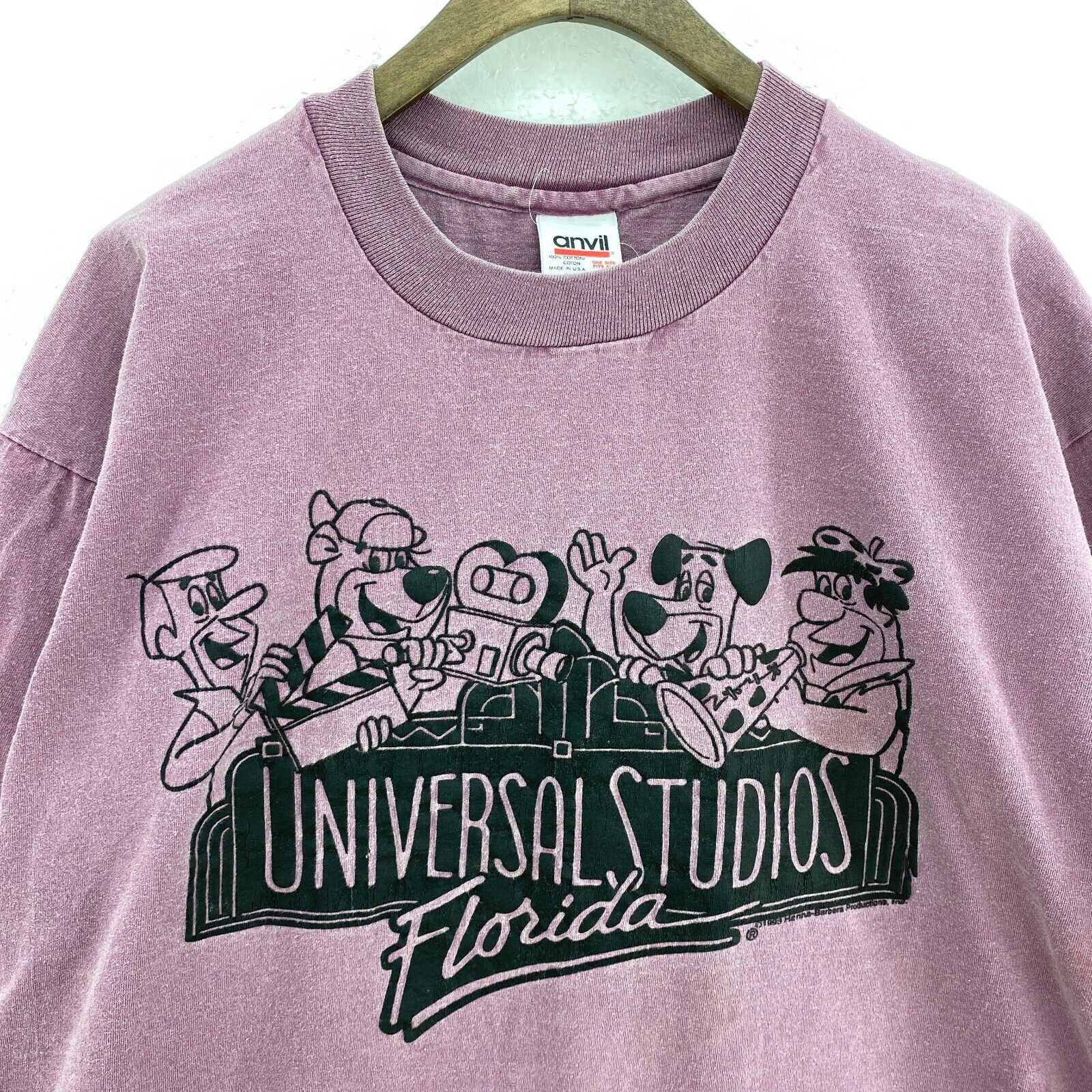 Universal Studios Florida 1993 The Flintstones The Jetsons Purple T-shirt Size L