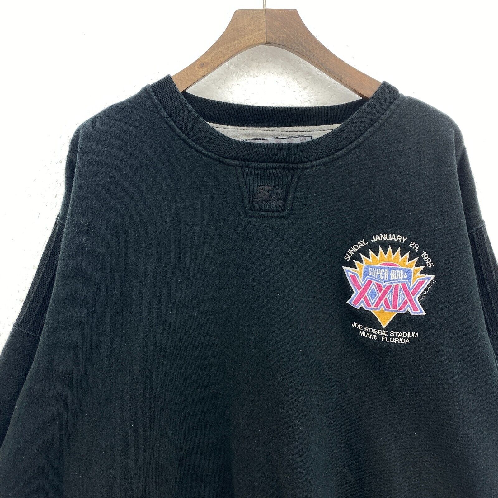 Starter Super Bowl XXIX Joe Robbie Stadium Black Crewneck Sweatshirt Size L