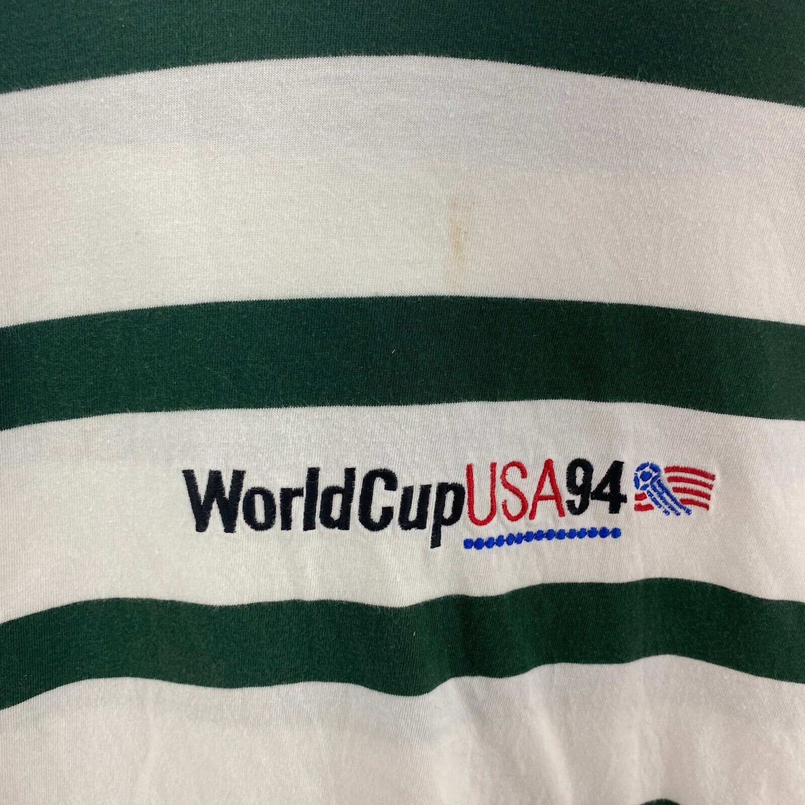 World Cup USA 94 Football Green Stripes Hooded T-shirt Size 1