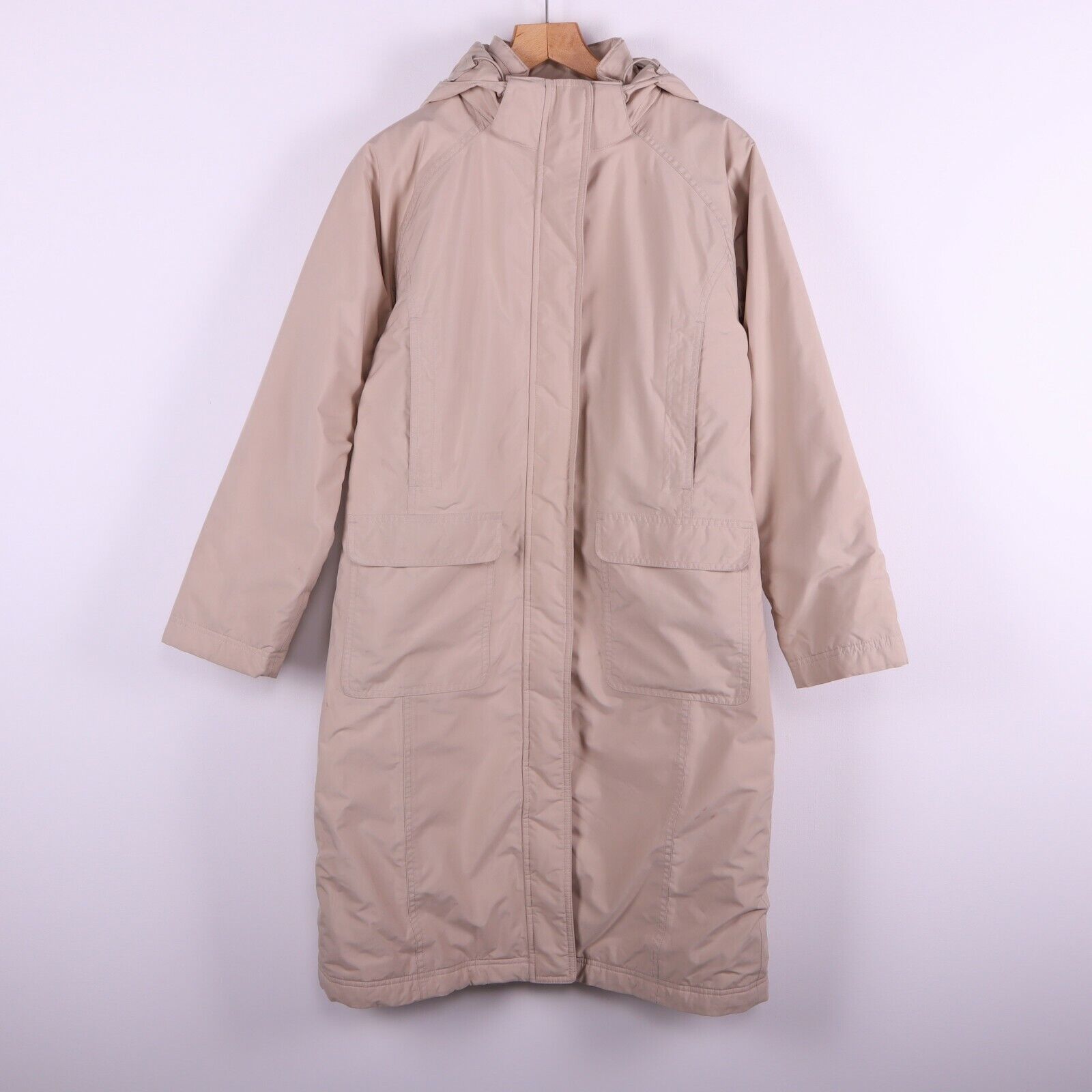 L.L.Bean Women's Beige Insulated Ultra Long Puffer Coat Size S Full Zip