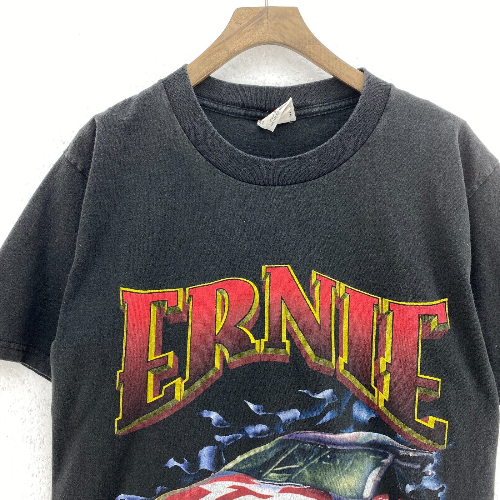 Vintage Nutmeg Ernie Irvan Racing Nascar Black T-shirt Size L