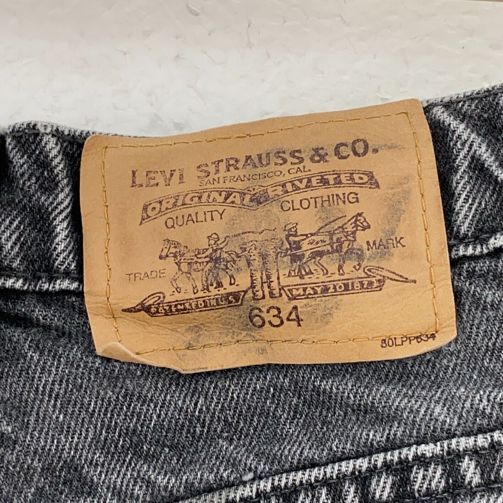 Levi's 634 Orange Tab Light Wash Black Demin Straight Jeans Size 32