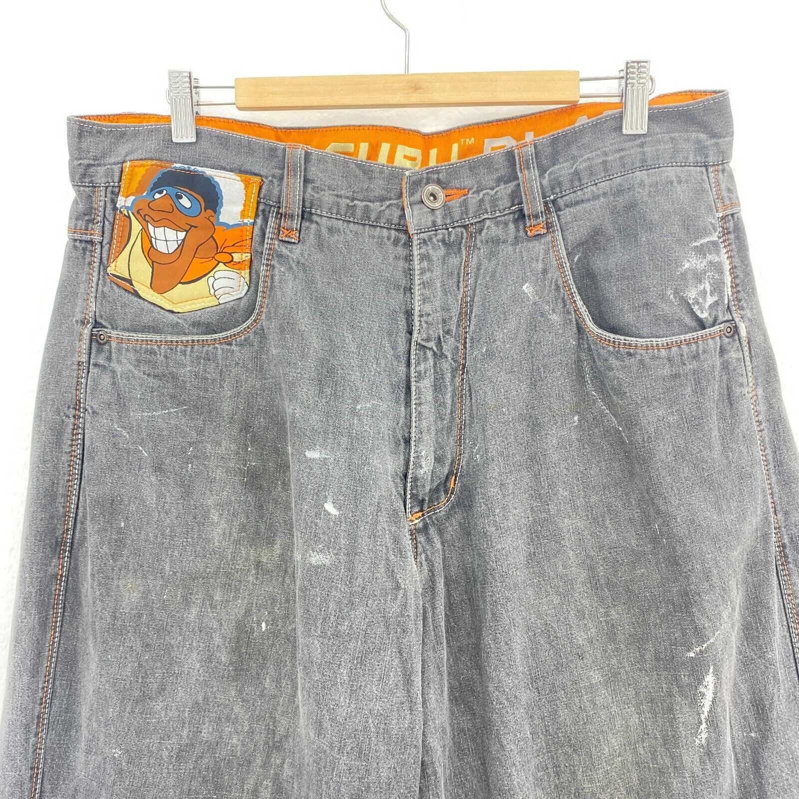 Platinum Fubu Gray Lightweight Jeans Relax Fit Tapered Size 36 x 33
