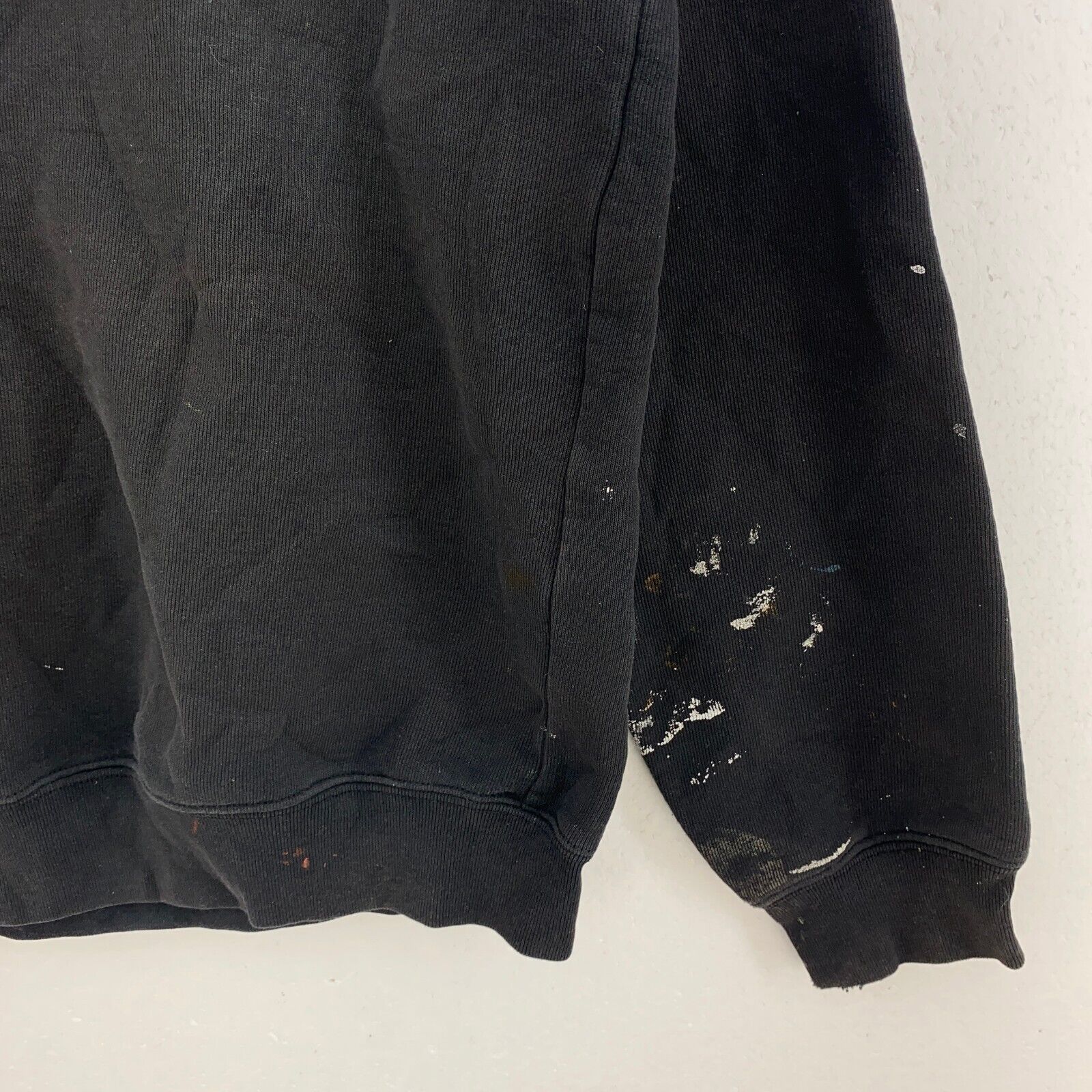 Carhartt Distressed Workwear Black Hoodie Size L Sleeve Spell Out