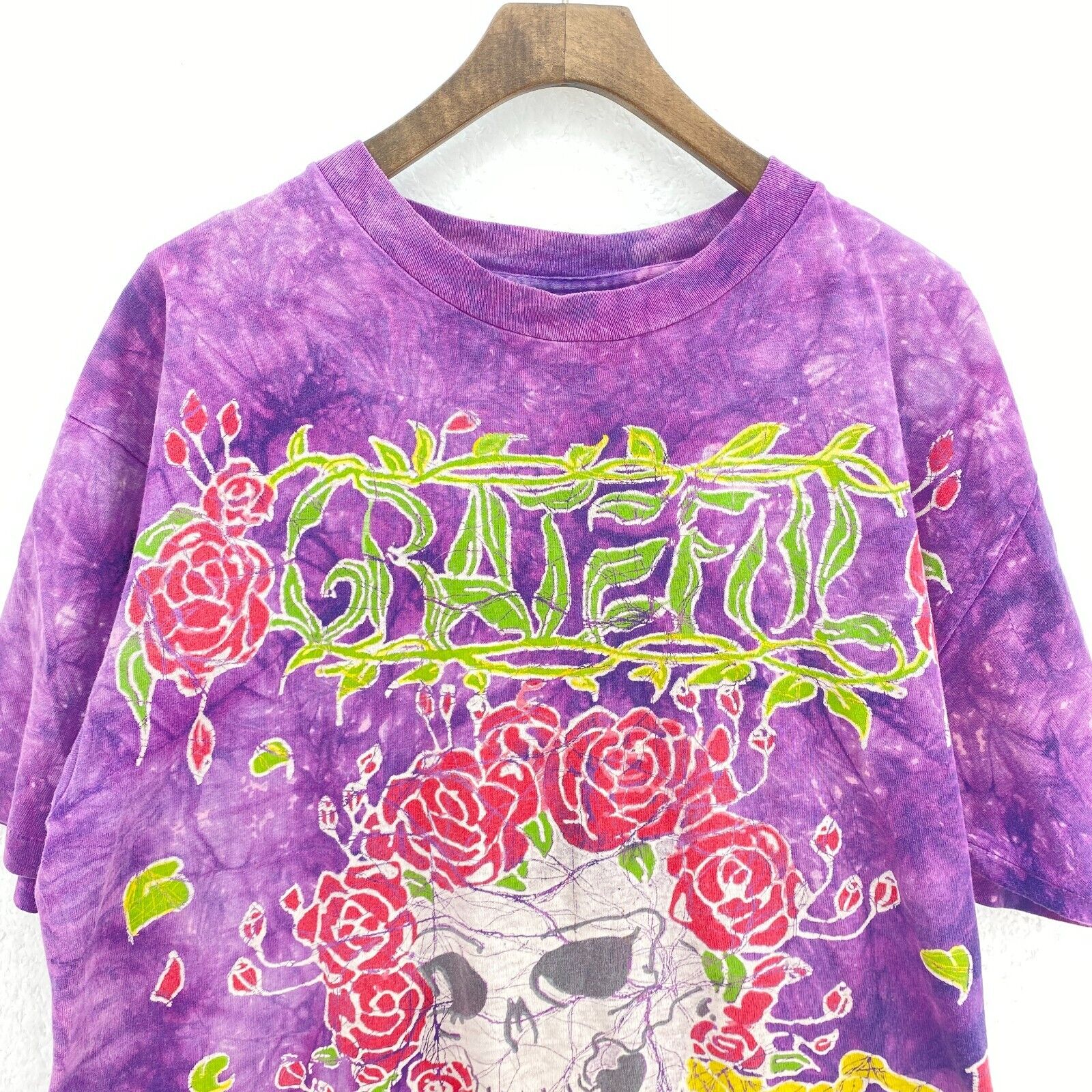 The Mountain All Over Print Tie Dye Skull Purple T-shirt Size L Single Stitch