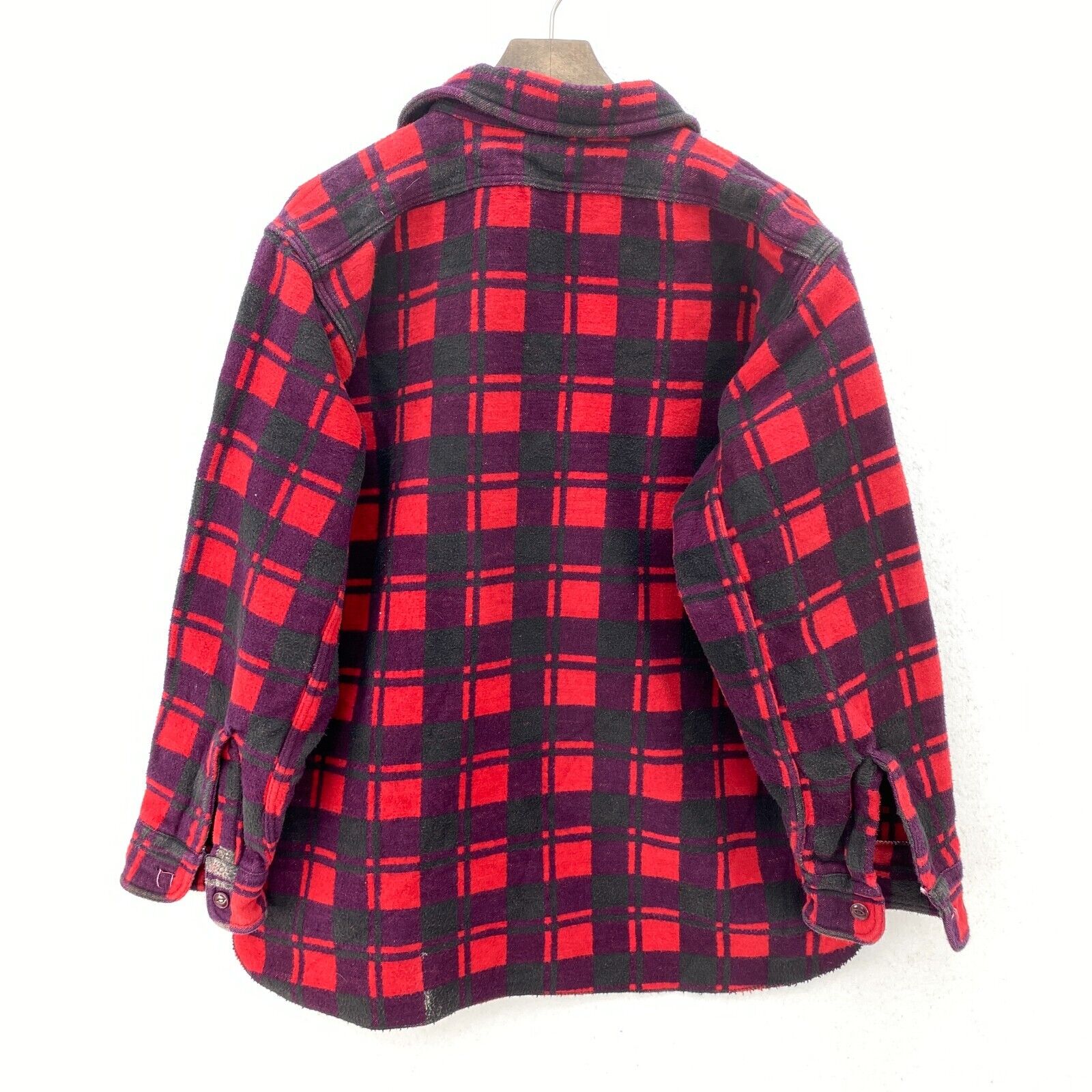 Vintage Champion Red Flannel Button Up Shirt Jacket Size M
