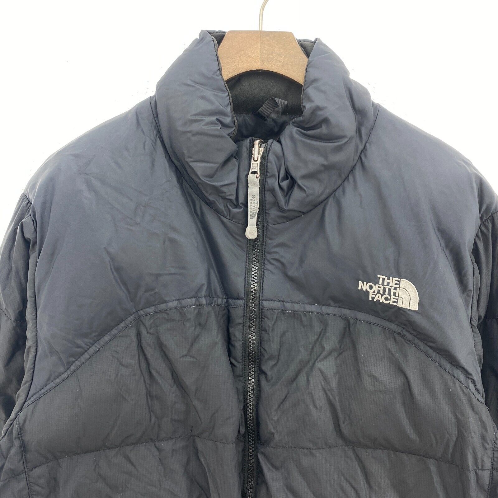 The North Face Women's Goose Down Full Zip Black Puffer Size XL Nuptse 700