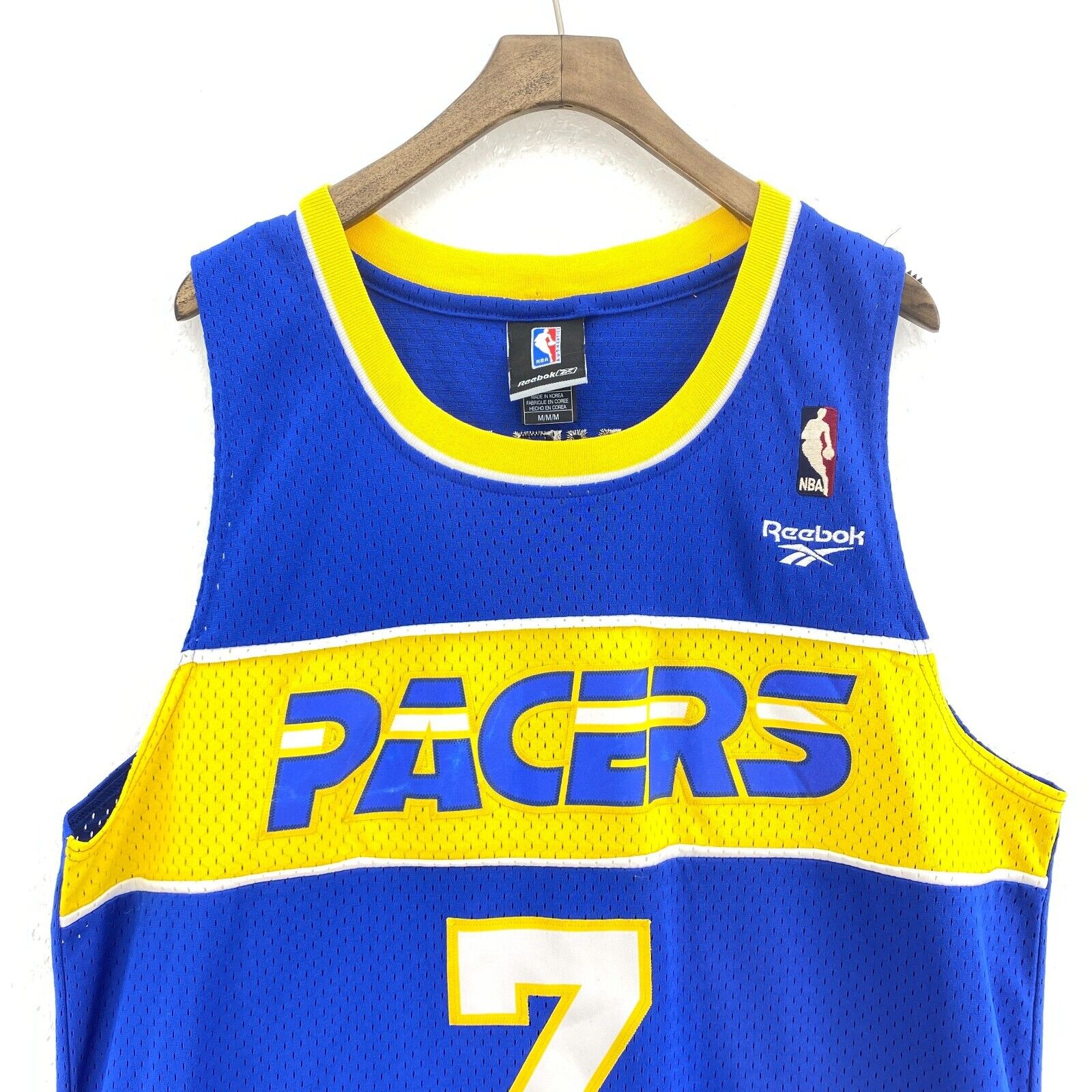 Reebok Indiana Pacers Jermaine O'Neil NBA Jersey Size M Blue Yellow #7 NBA
