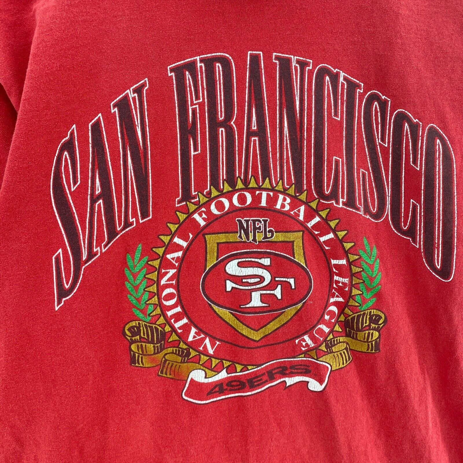 Vintage Nutmeg San Francisco 49Ers NFL T-shirt Size S Red Single Stitch