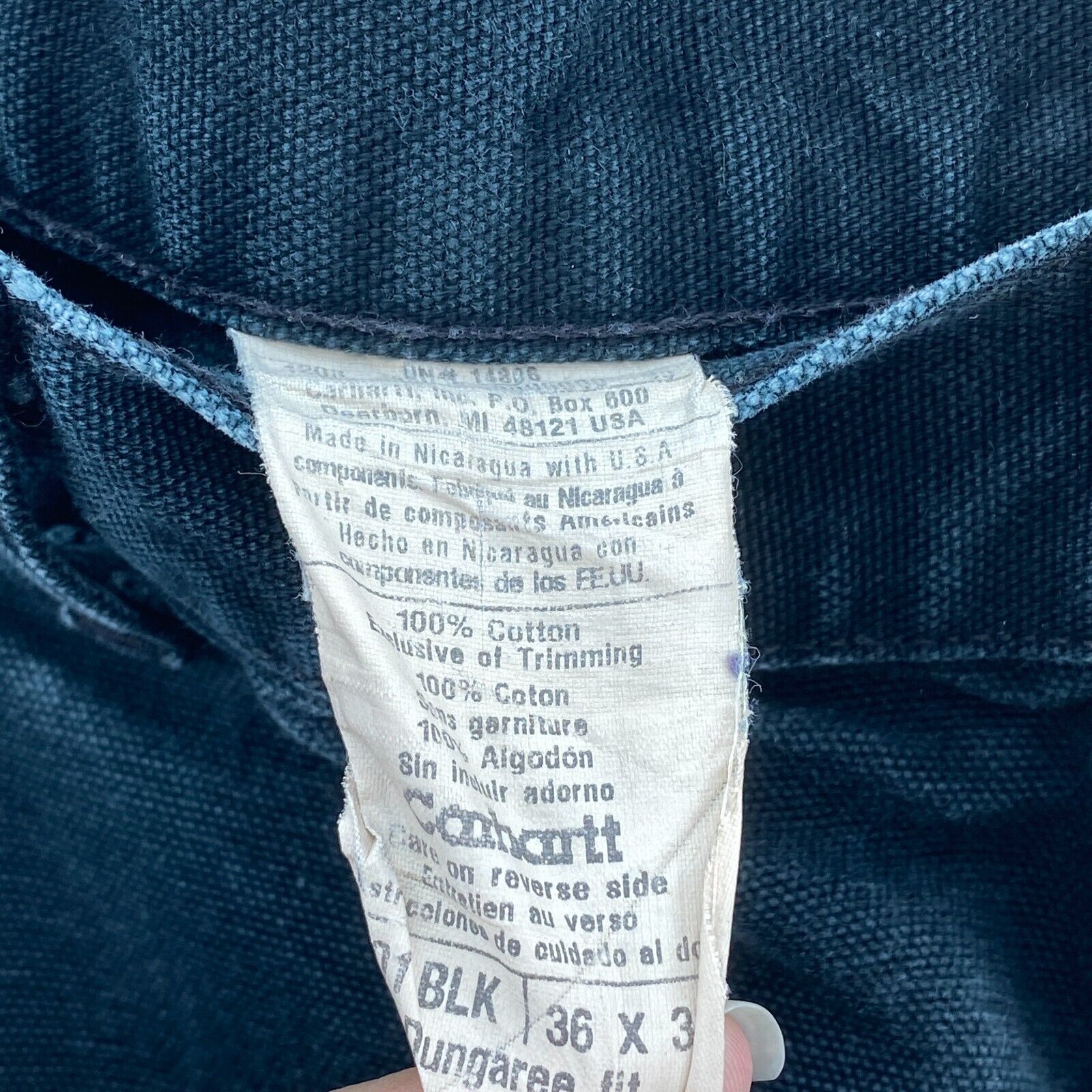 Carhartt Workwear Black Denim Cargo Pants Size 36