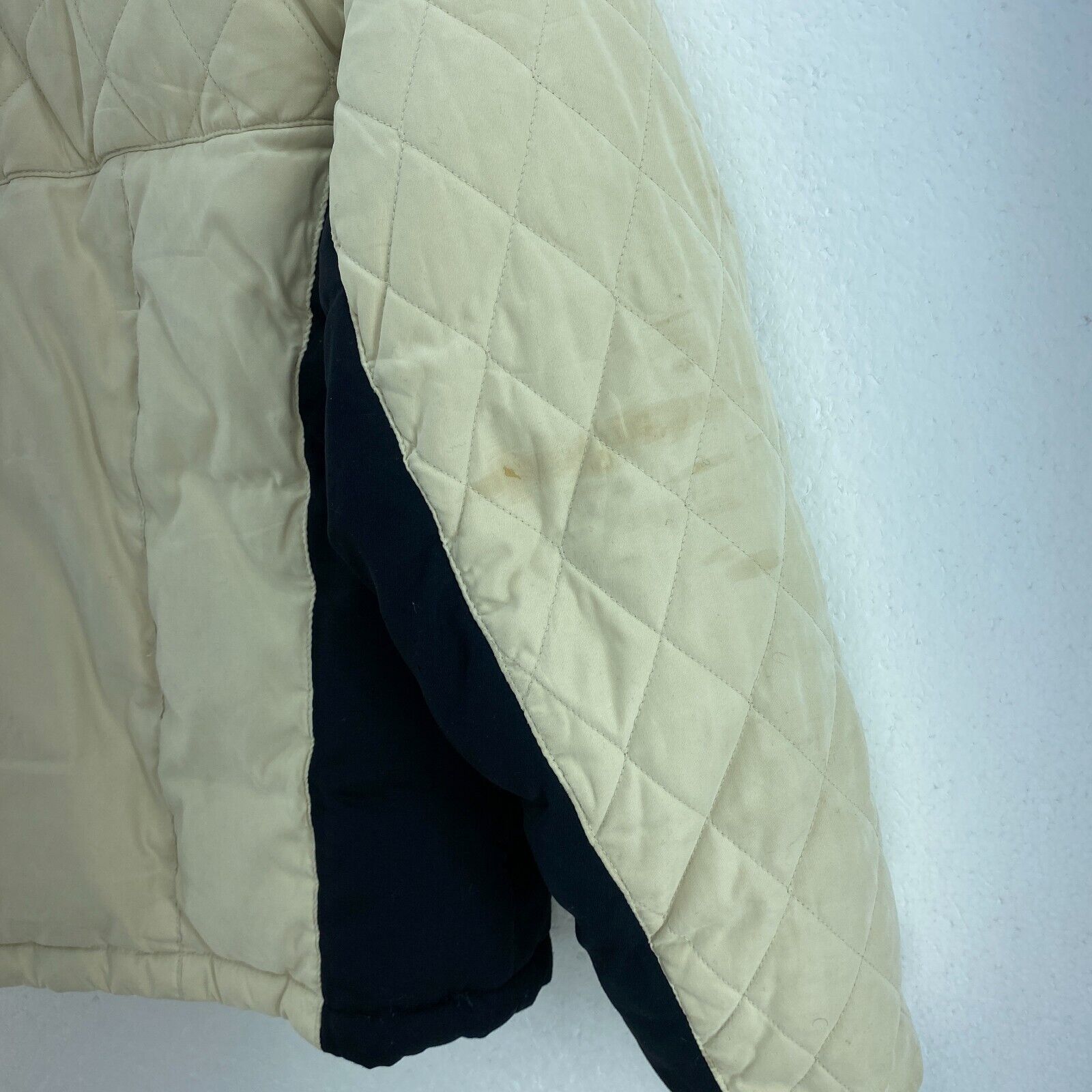 Harley Davidson Metal Logo Full Zip Beige Puffer Jacket Size L